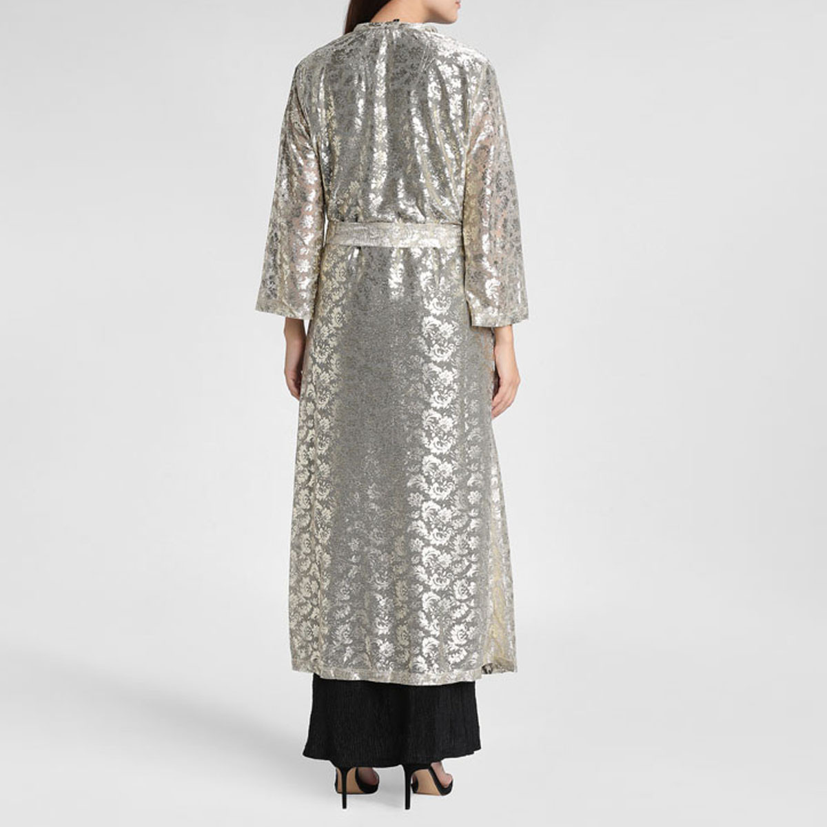 فستان إيه لاين مزيّن بياقة مستديرة وتفاصيل أربطة من أنوتاه-women-clothing-dresses-image-2