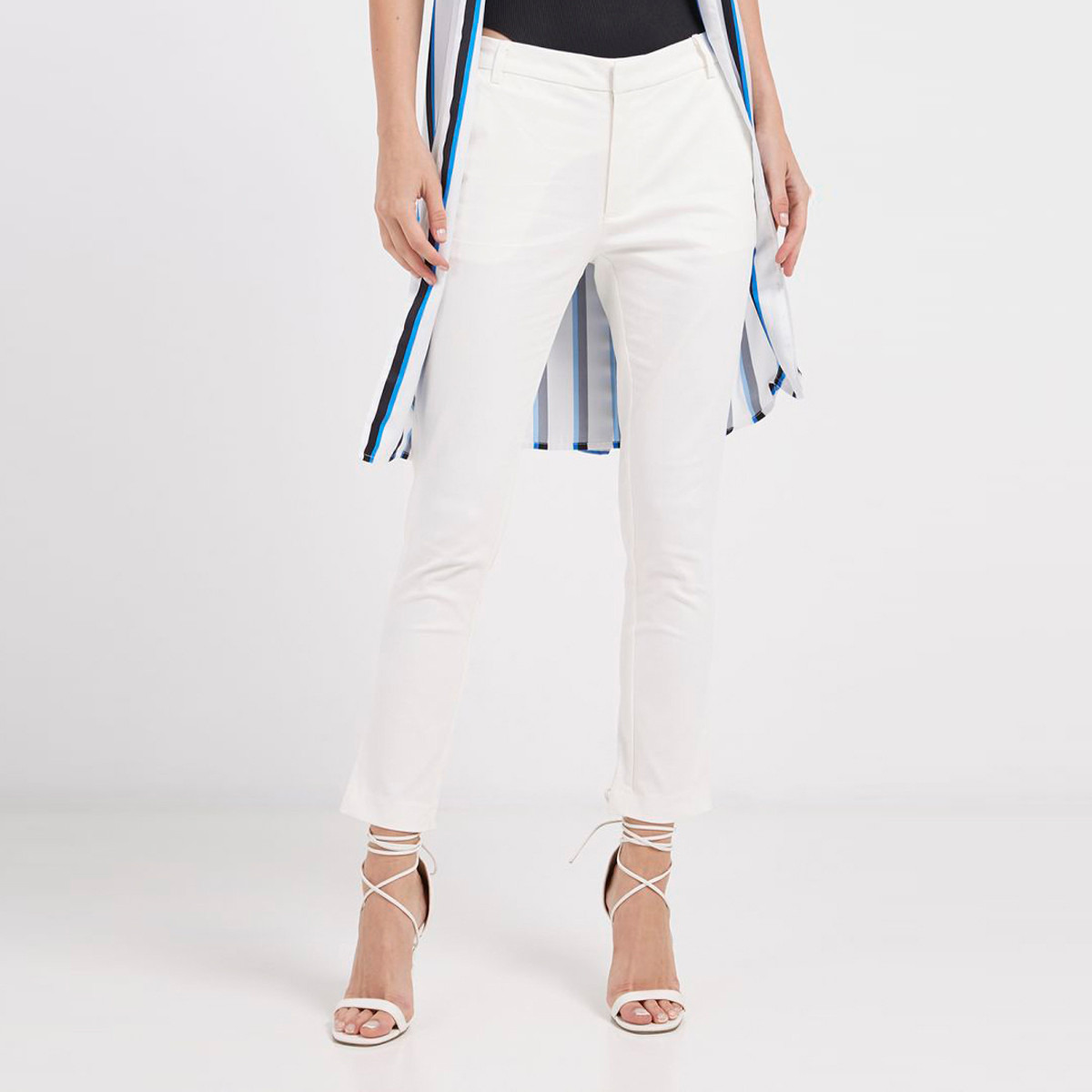 Anotah Plain Mid-Rise Trousers with Pockets-women-clothing-bottoms-trousers-image-1