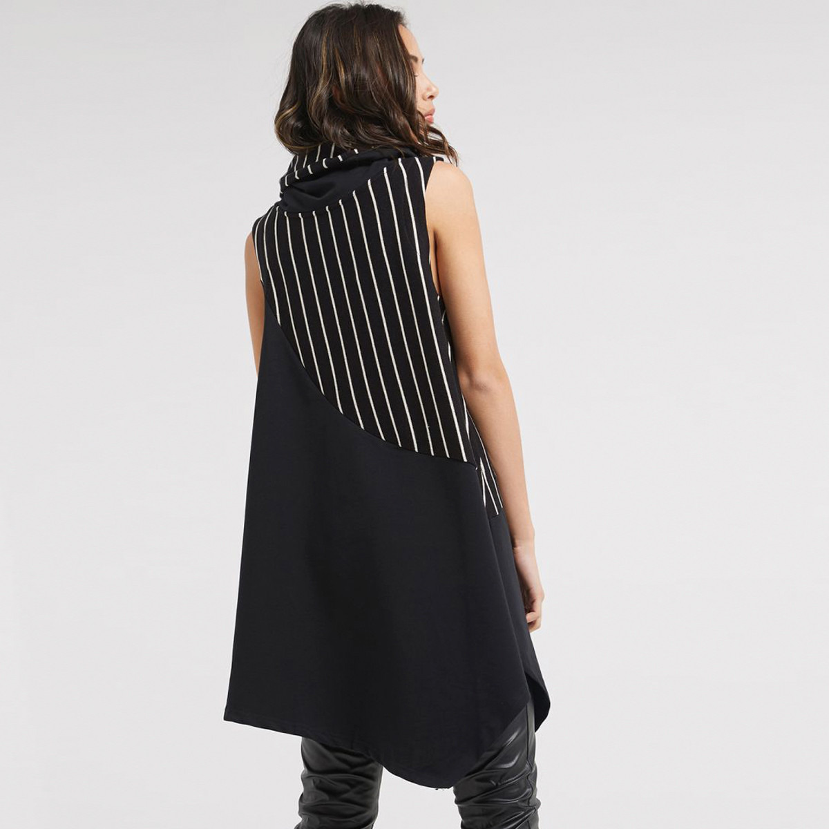 Anotah Regular Fit Turtle Neck Striped Longline Tunic-women-clothing-shirtsandblouses-blouses-image-2