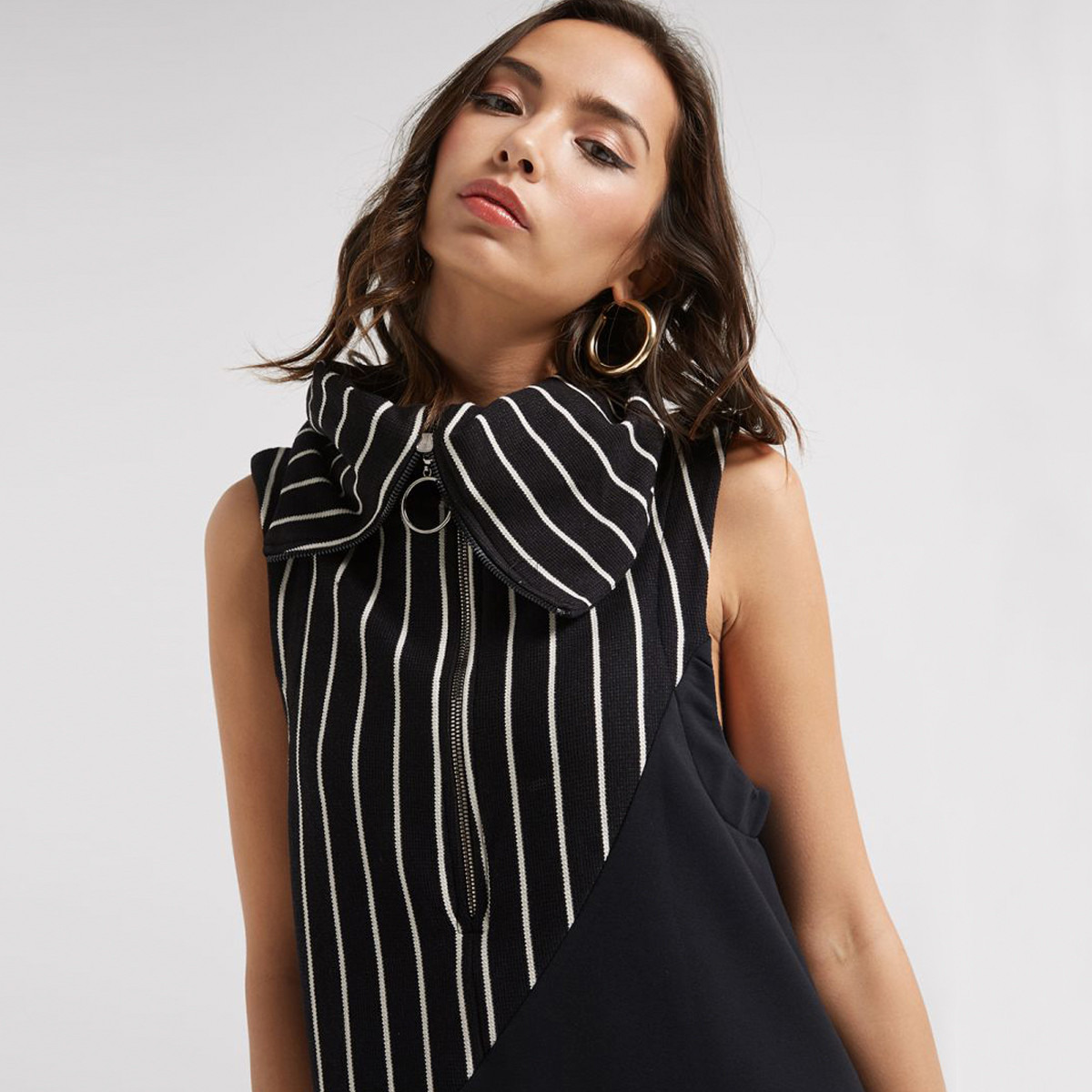 Anotah Regular Fit Turtle Neck Striped Longline Tunic-women-clothing-shirtsandblouses-blouses-image-4