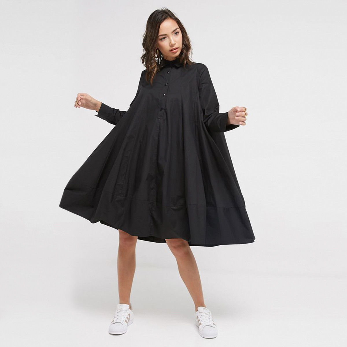 تونيك سادة بياقة عادية وأكمام طويلة من أنوتاه-women-clothing-shirtsandblouses-blouses-image-3