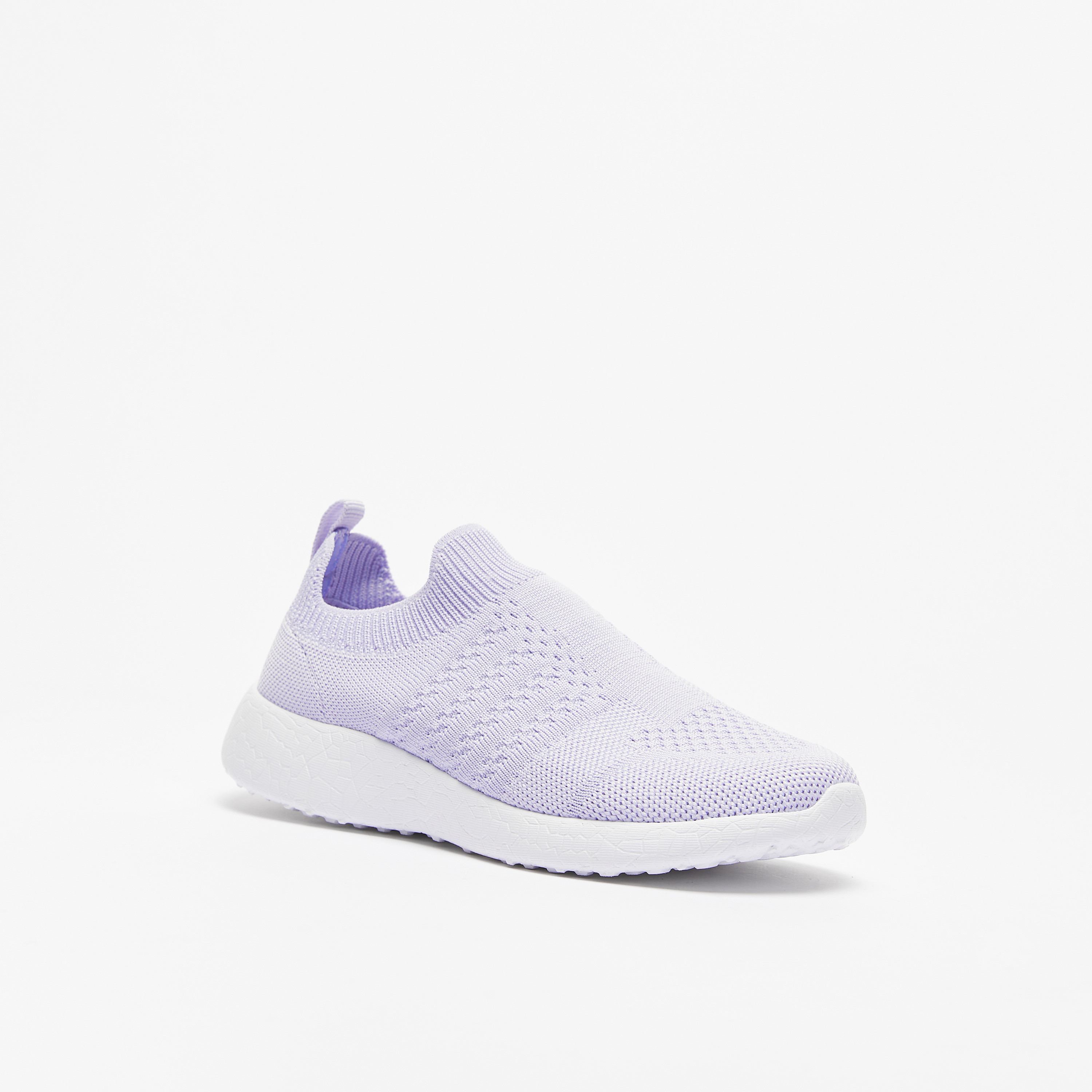 Purple slip store on sneakers