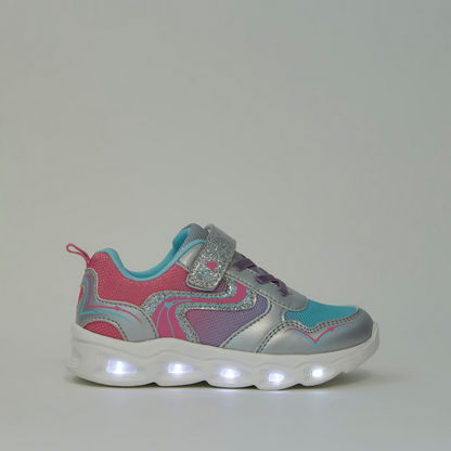 Juniors Textured Sneakers with LED Lights and Hook & Loop Closure