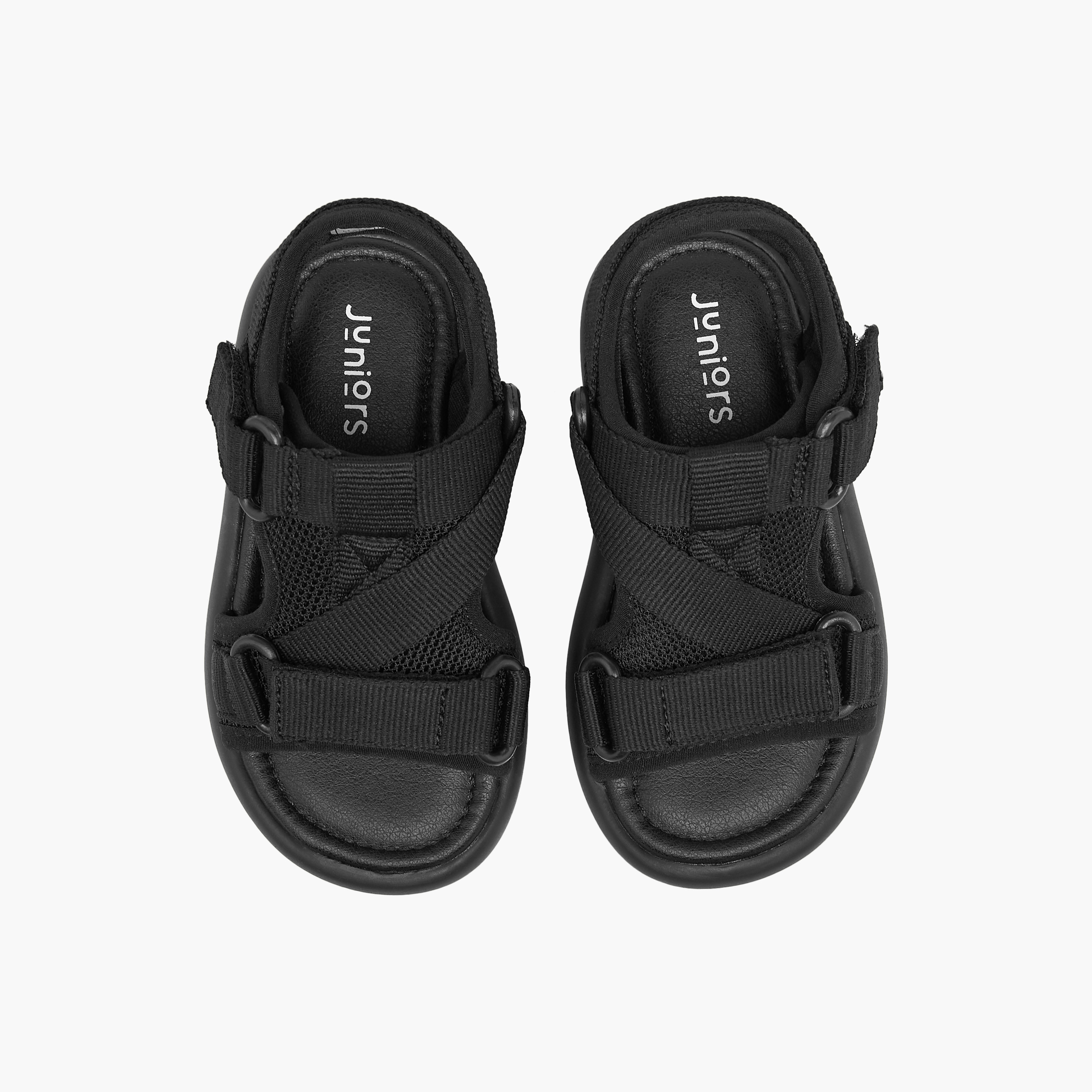 Juniors Textured Floaters with Hook and Loop Closure-boys-shoes-sandals-image-1