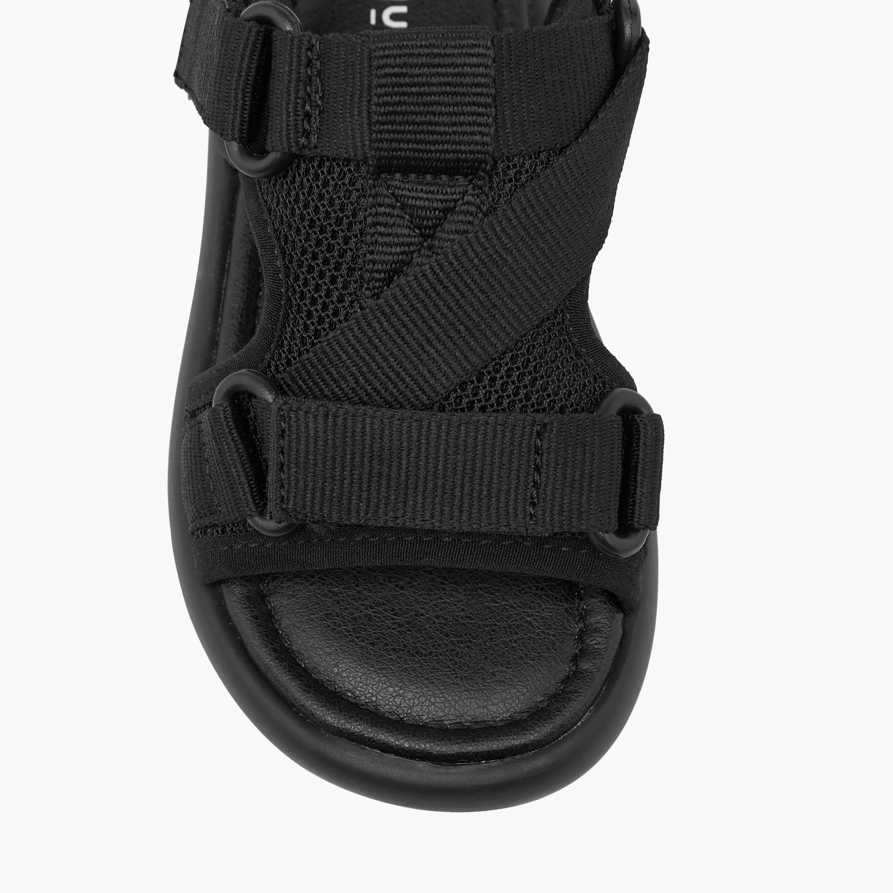 Juniors Textured Floaters with Hook and Loop Closure-boys-shoes-sandals-image-4