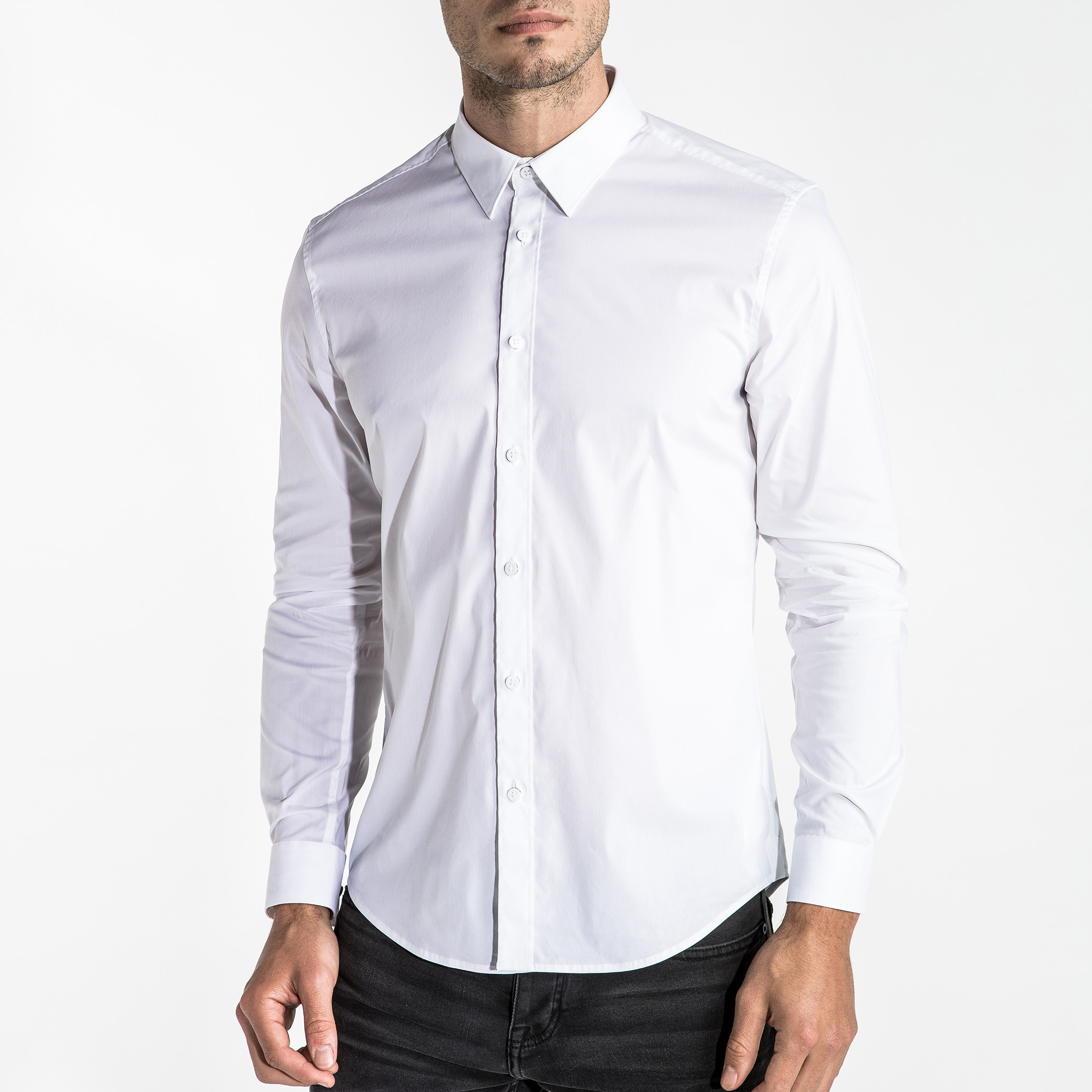 CR7 CRISTIANO RONALDO Long Sleeves Shirt in Slim Fit with Complete Placket-men-clothing-shirts-image-1