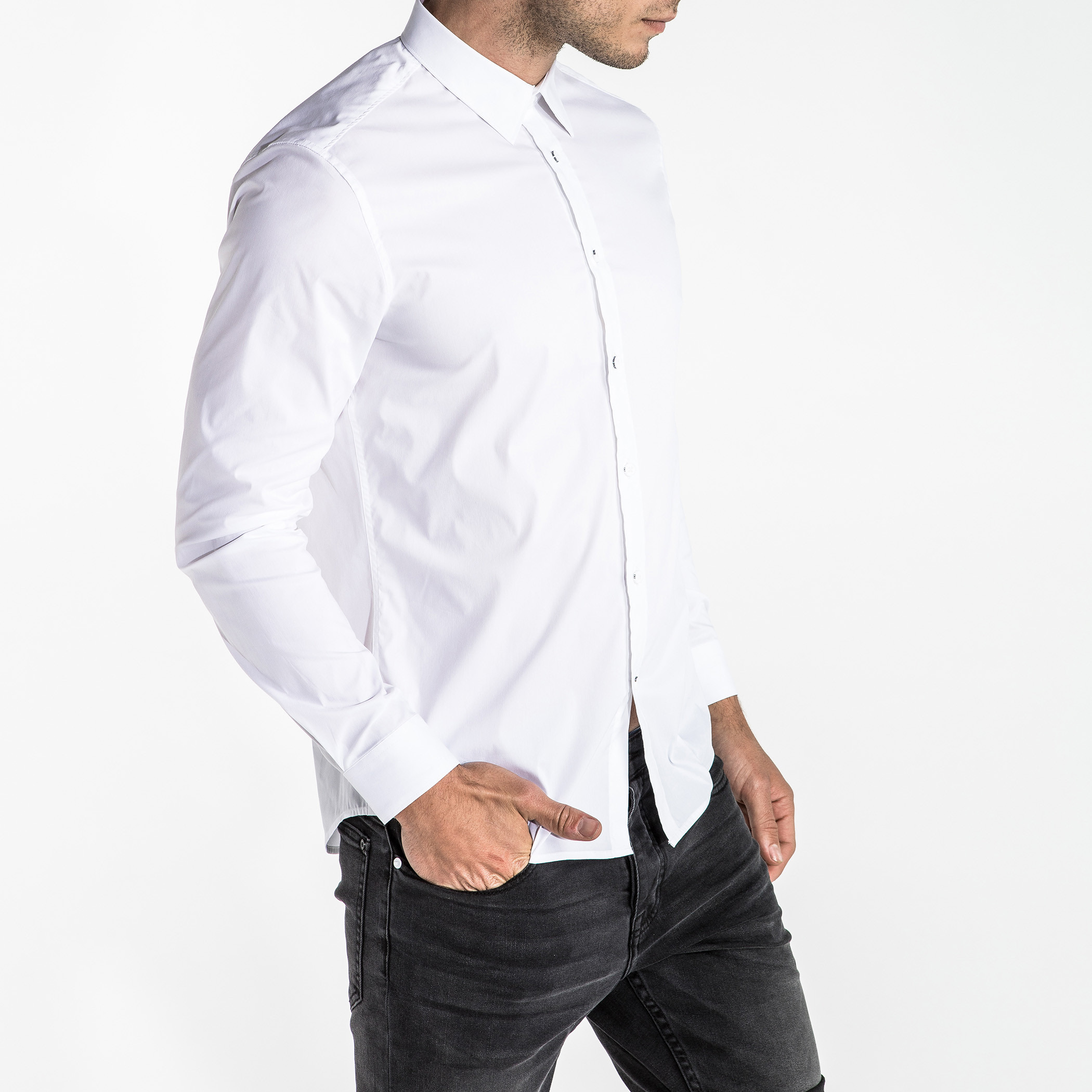 CR7 CRISTIANO RONALDO Long Sleeves Shirt in Slim Fit with Complete Placket-men-clothing-shirts-image-2