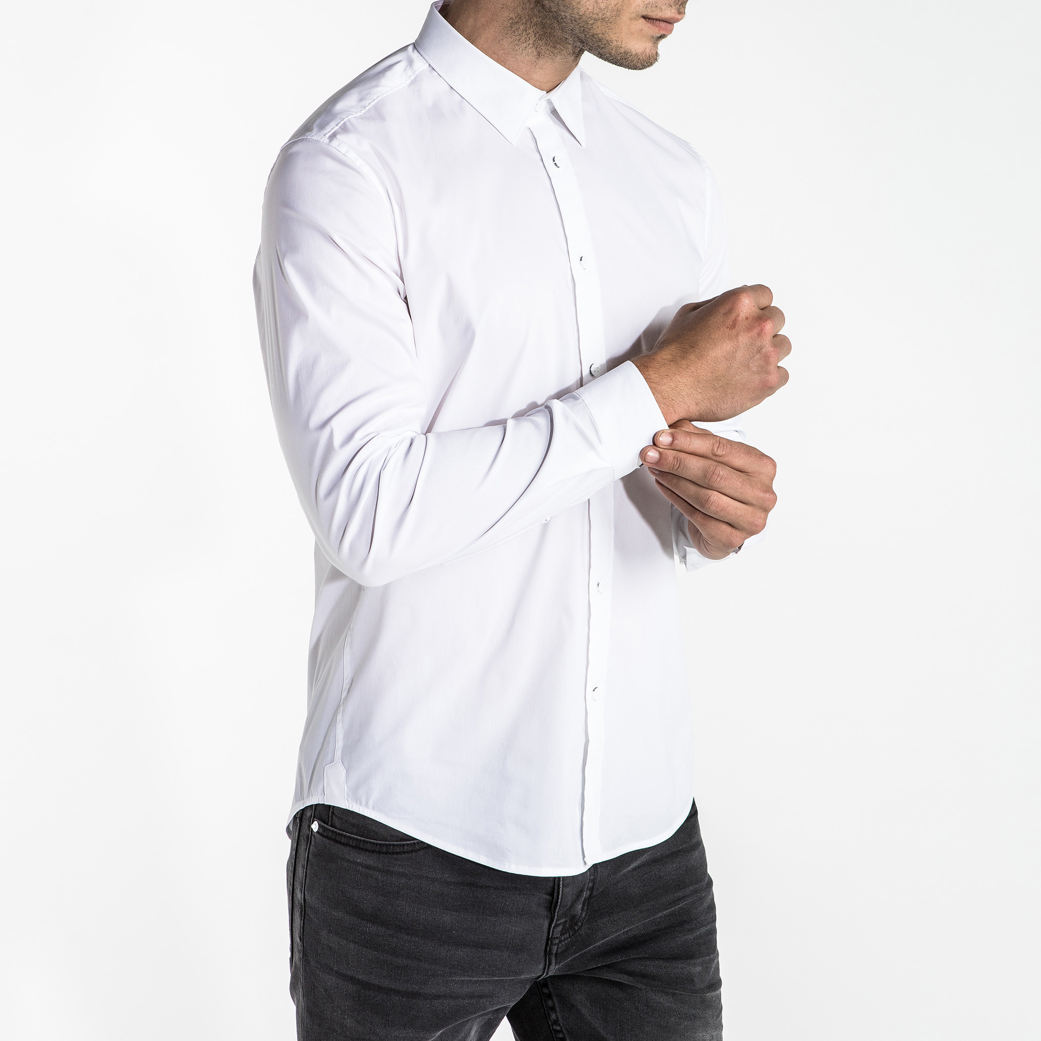 CR7 CRISTIANO RONALDO Long Sleeves Shirt in Slim Fit with Complete Placket-men-clothing-shirts-image-3