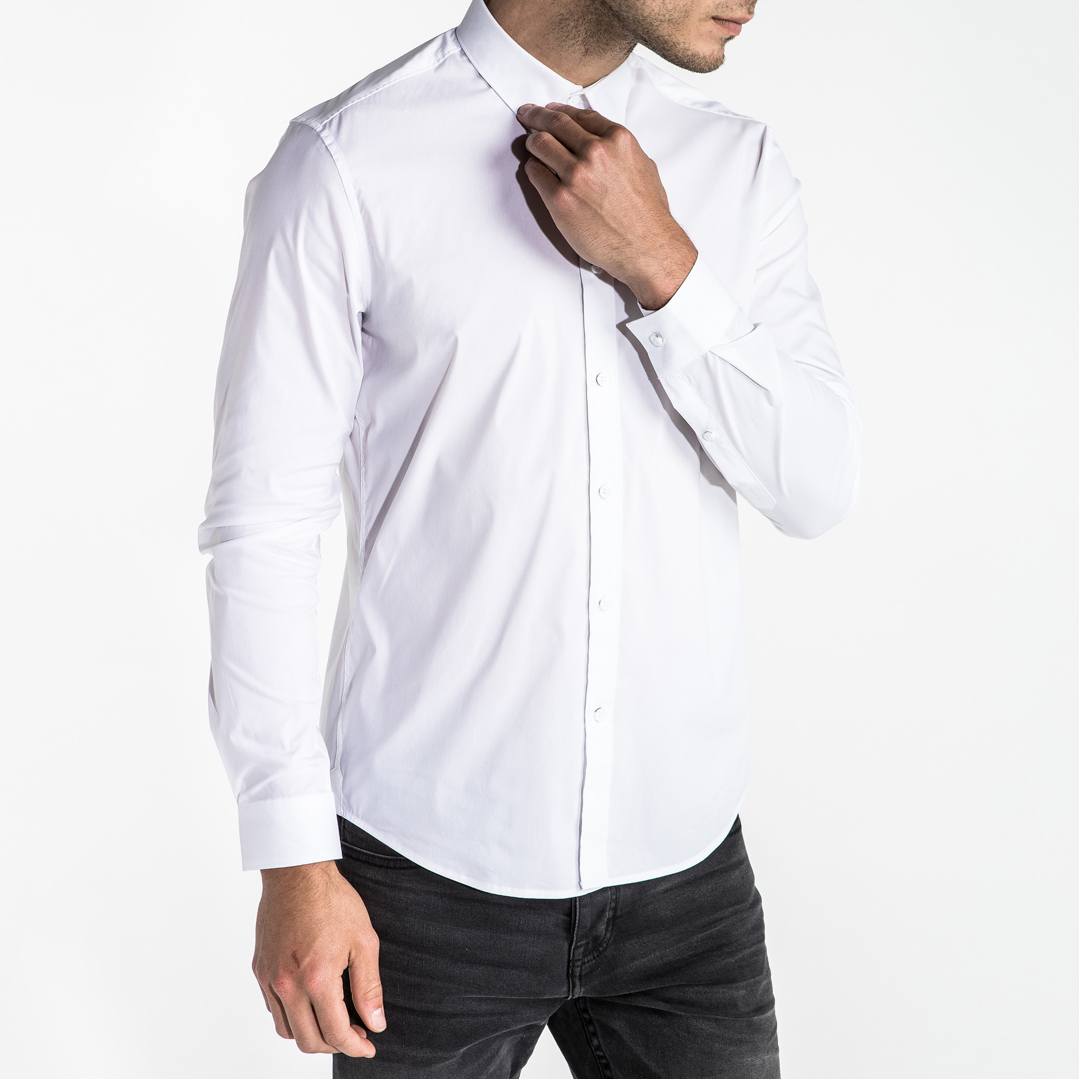 CR7 CRISTIANO RONALDO Long Sleeves Shirt in Slim Fit with Complete Placket-men-clothing-shirts-image-4