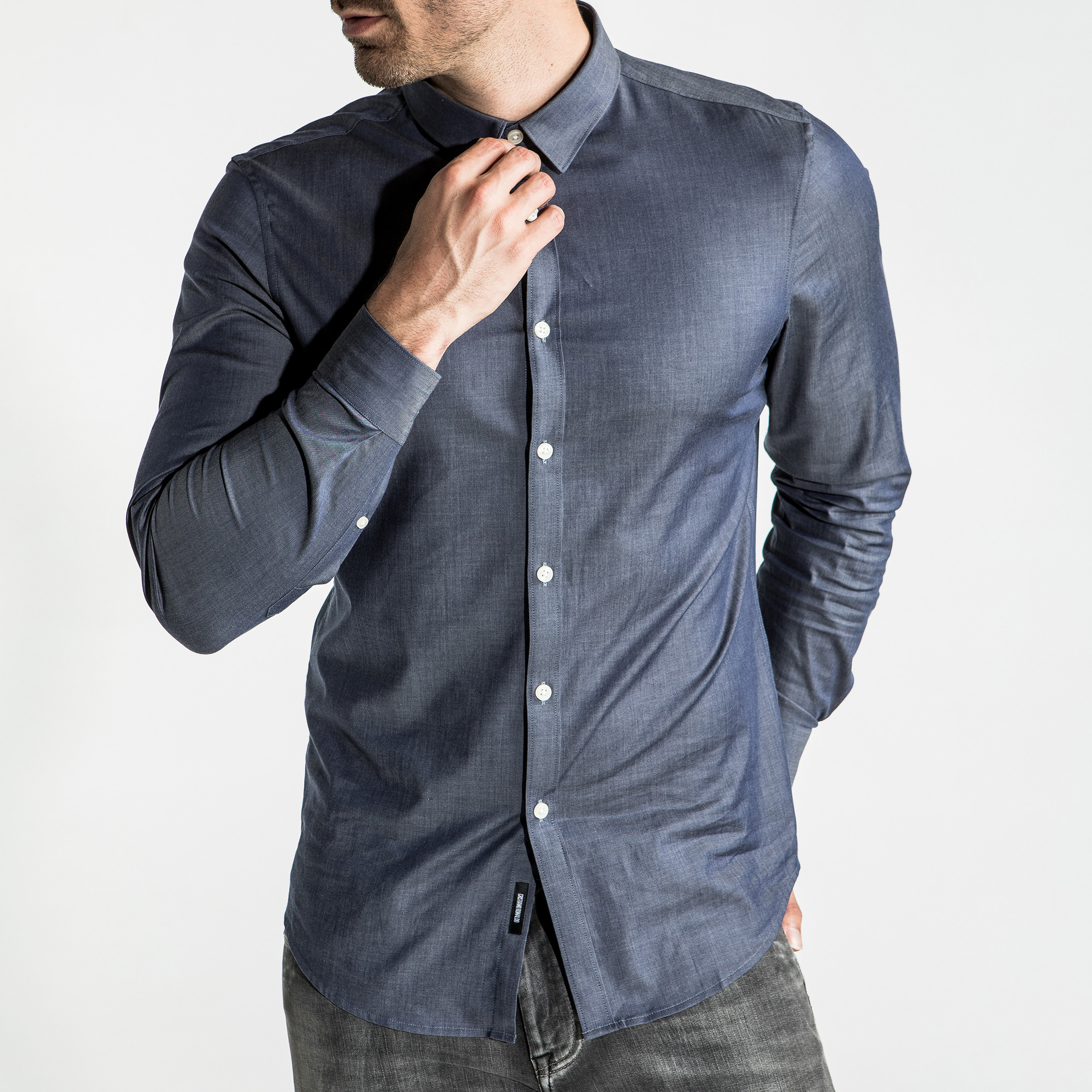 CR7 CRISTIANO RONALDO Shirt with Long Sleeves and Complete Placket-men-clothing-shirts-image-1