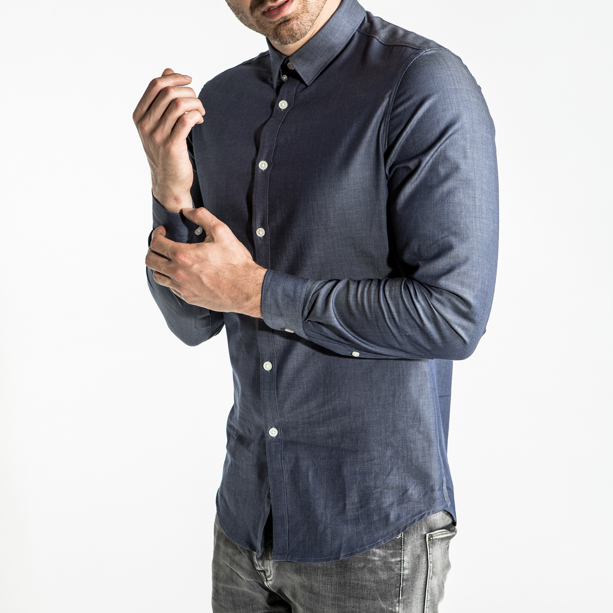 CR7 CRISTIANO RONALDO Shirt with Long Sleeves and Complete Placket-men-clothing-shirts-image-4