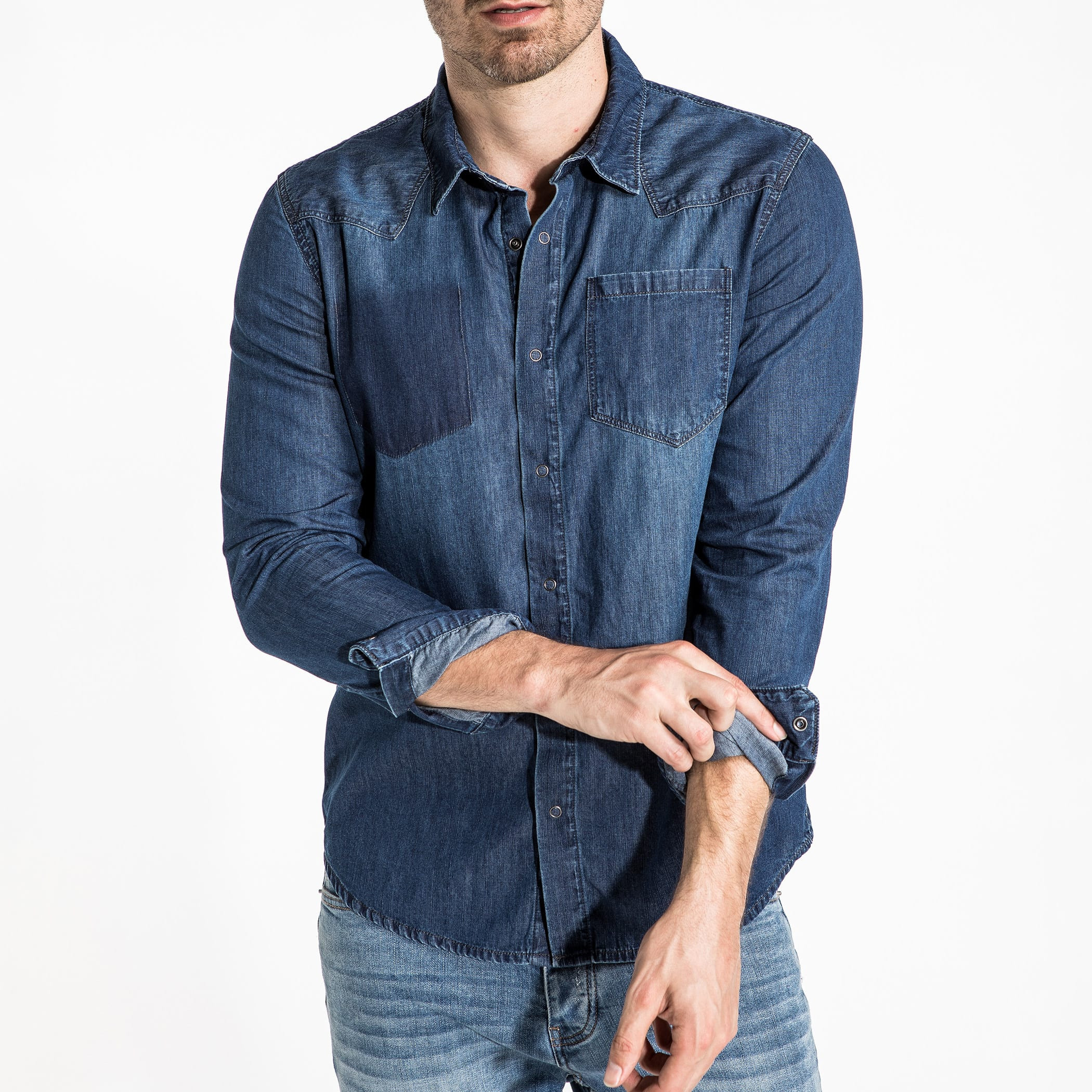 Men's denim best sale long sleeve shirts