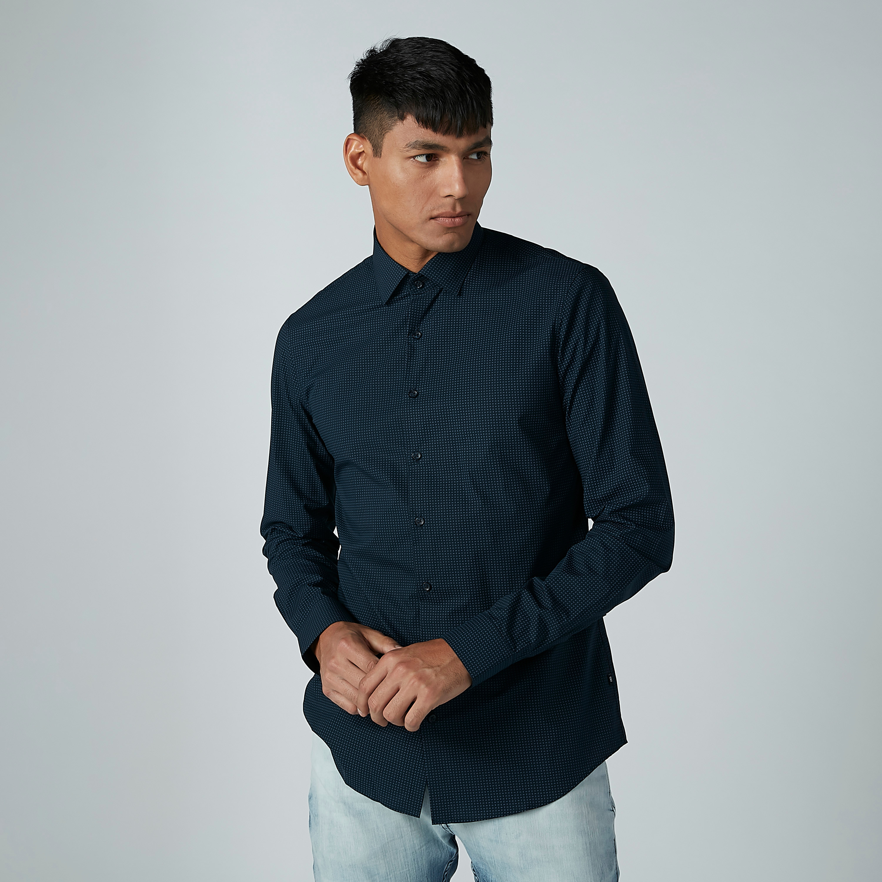Shop CR7 Printed Shirt with Long Sleeves and Complete Placket Online | Splash Kuwait Shop CR7 Printed Shirt with Long Sleeves and Complete Placket Online | Splash Kuwait