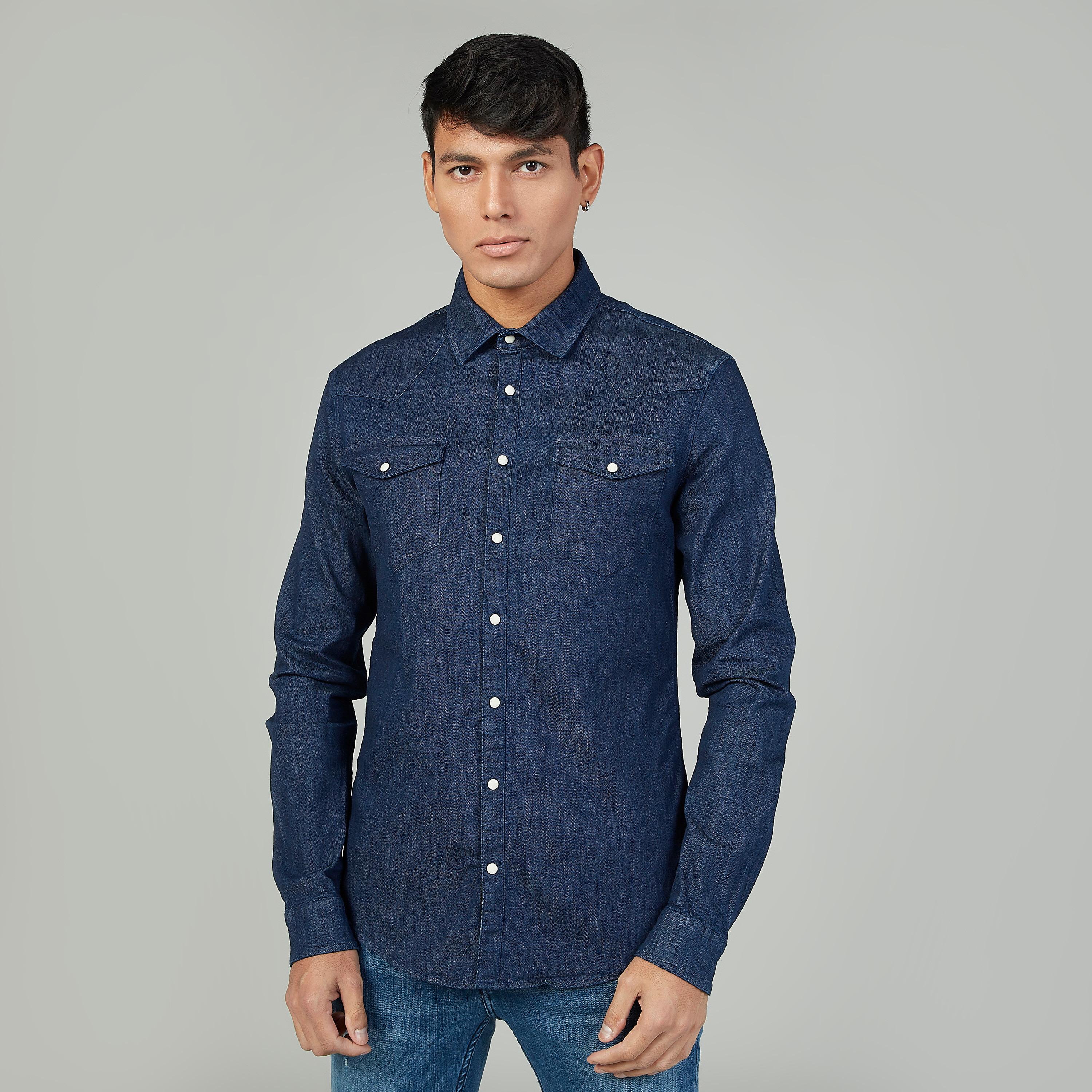 Buy DARKPARK Victor Shirt In Denim - Blue At 33% Off | Editorialist