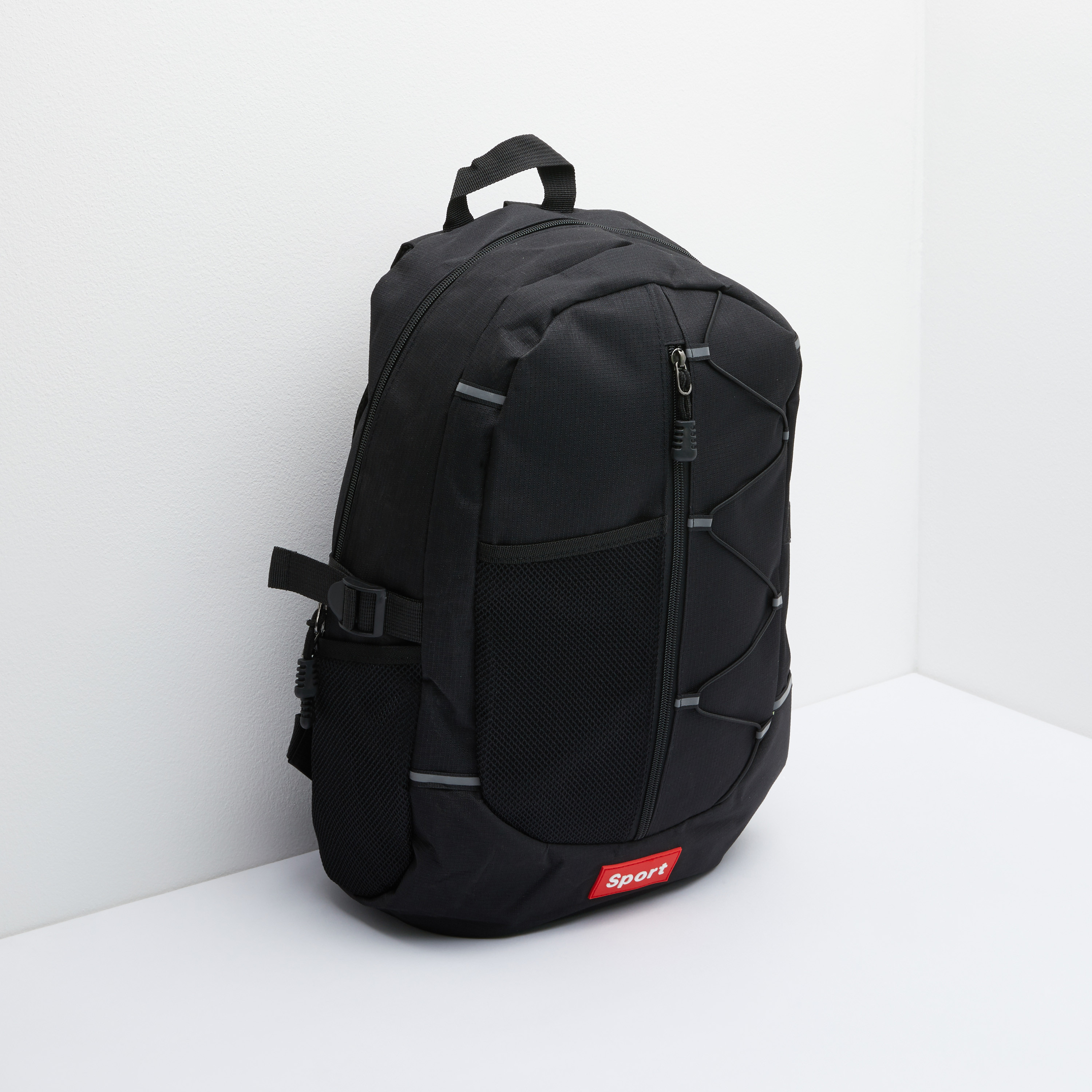 Textured Backpack with Zip Closure and Mesh Pockets-men-bags-image-2