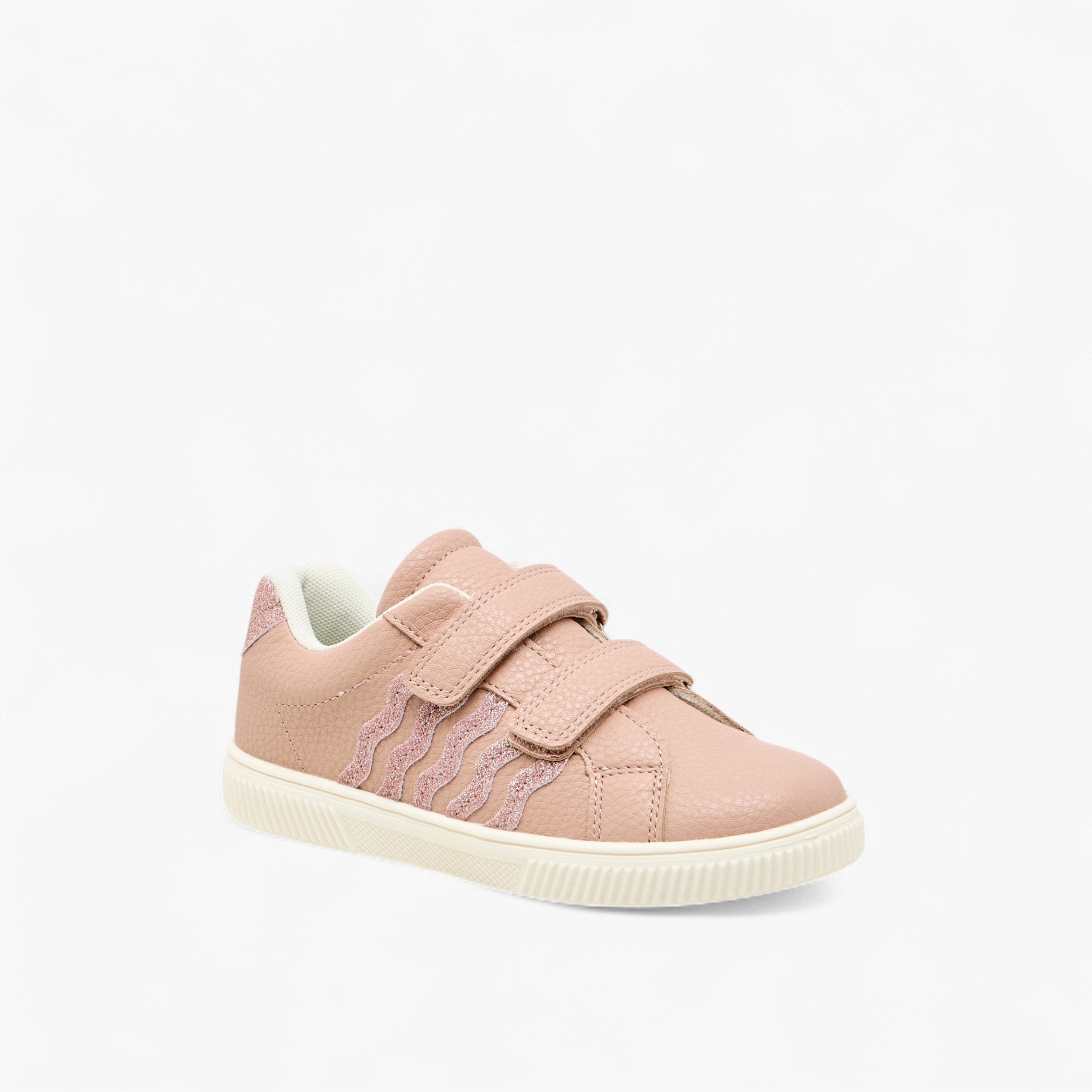 Juniors Glitter Embellished Sneakers with Hook and Loop Closure-girls-shoes-sneakers-image-2