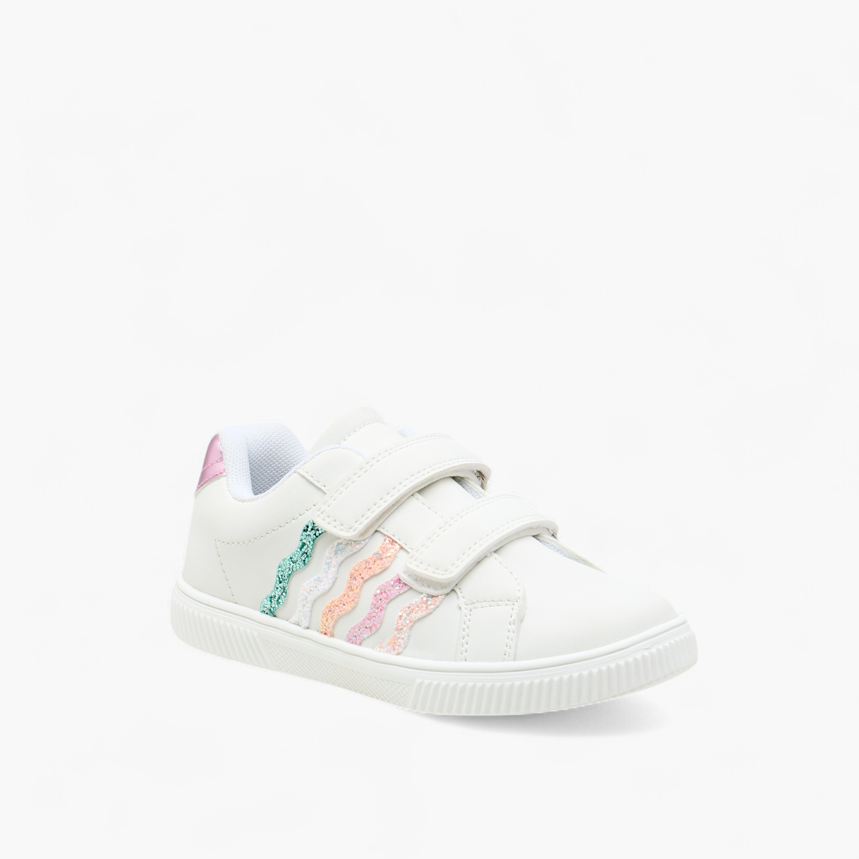 Juniors Glitter Embellished Sneakers with Hook and Loop Closure-girls-shoes-sneakers-image-2