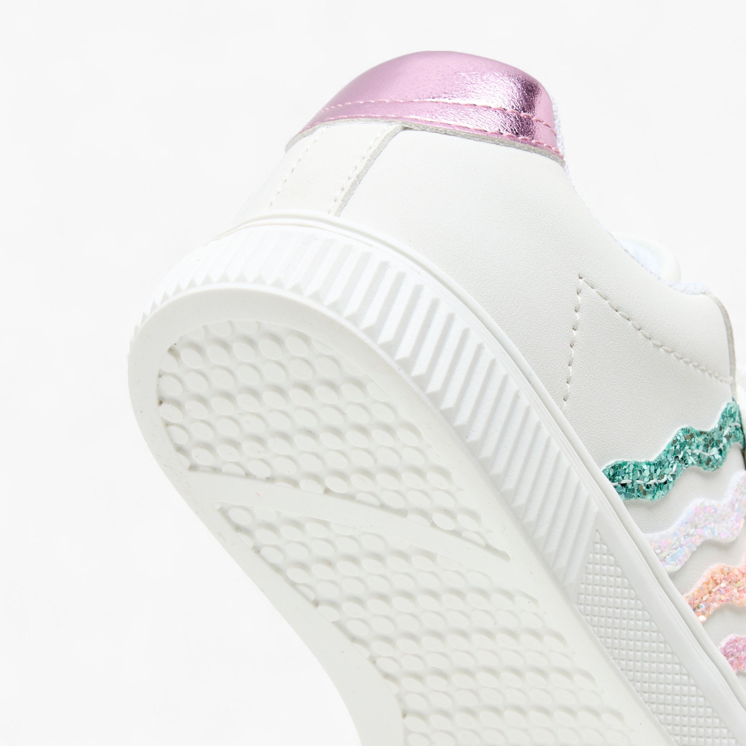 Juniors Glitter Embellished Sneakers with Hook and Loop Closure-girls-shoes-sneakers-image-5