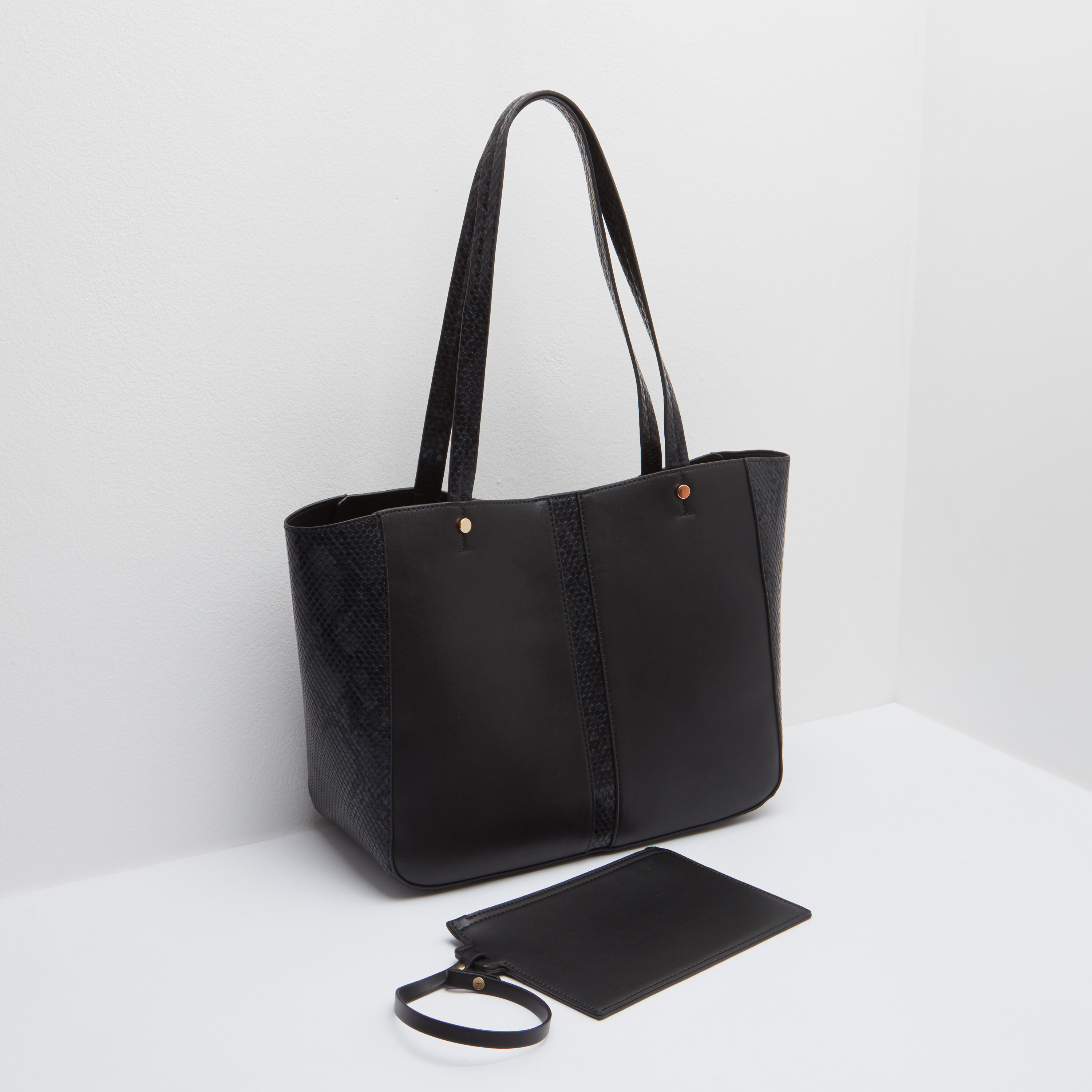 Panelled Textured Tote Bag-women-bagsandwallets-handbags-image-2