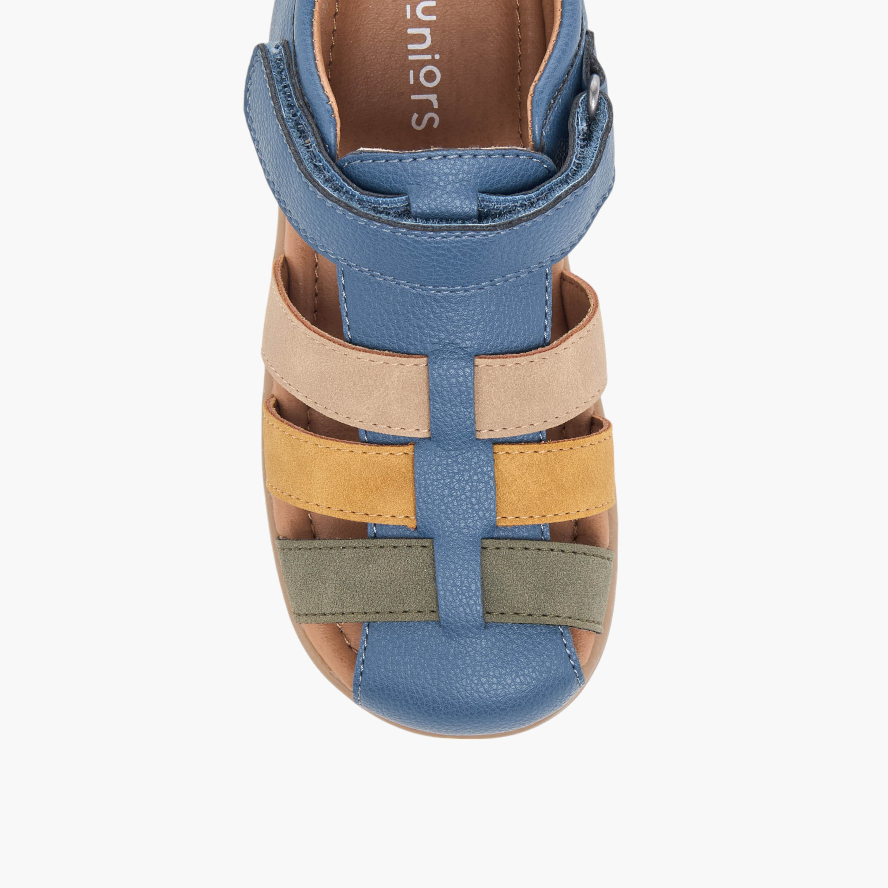 Juniors Colourblock Fisherman Sandals with Hook and Loop Closure-boys-shoes-sandals-image-3