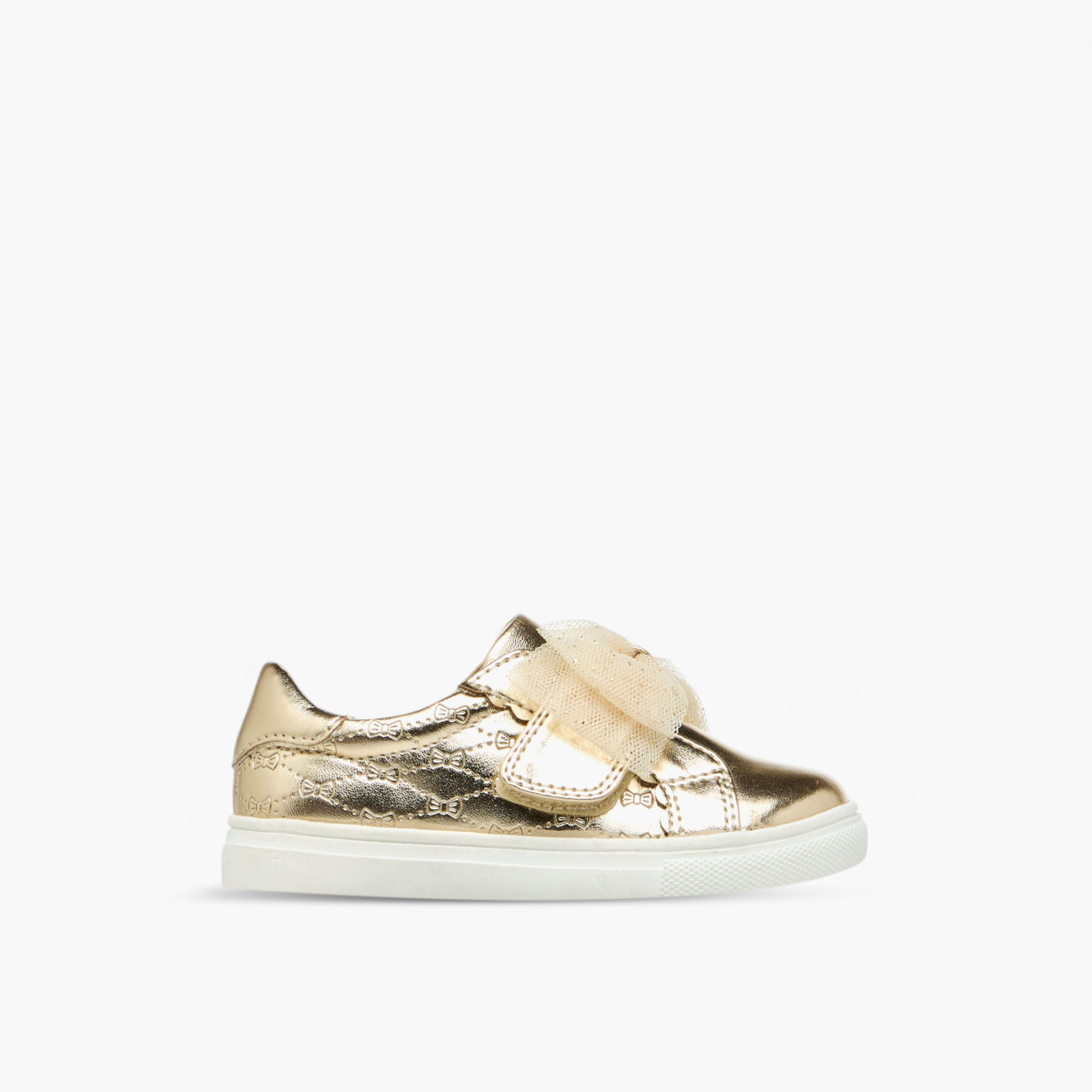 Barefeet Bow Accent Sneakers with Hook and Loop Closure-girls-shoes-sneakers-image-3