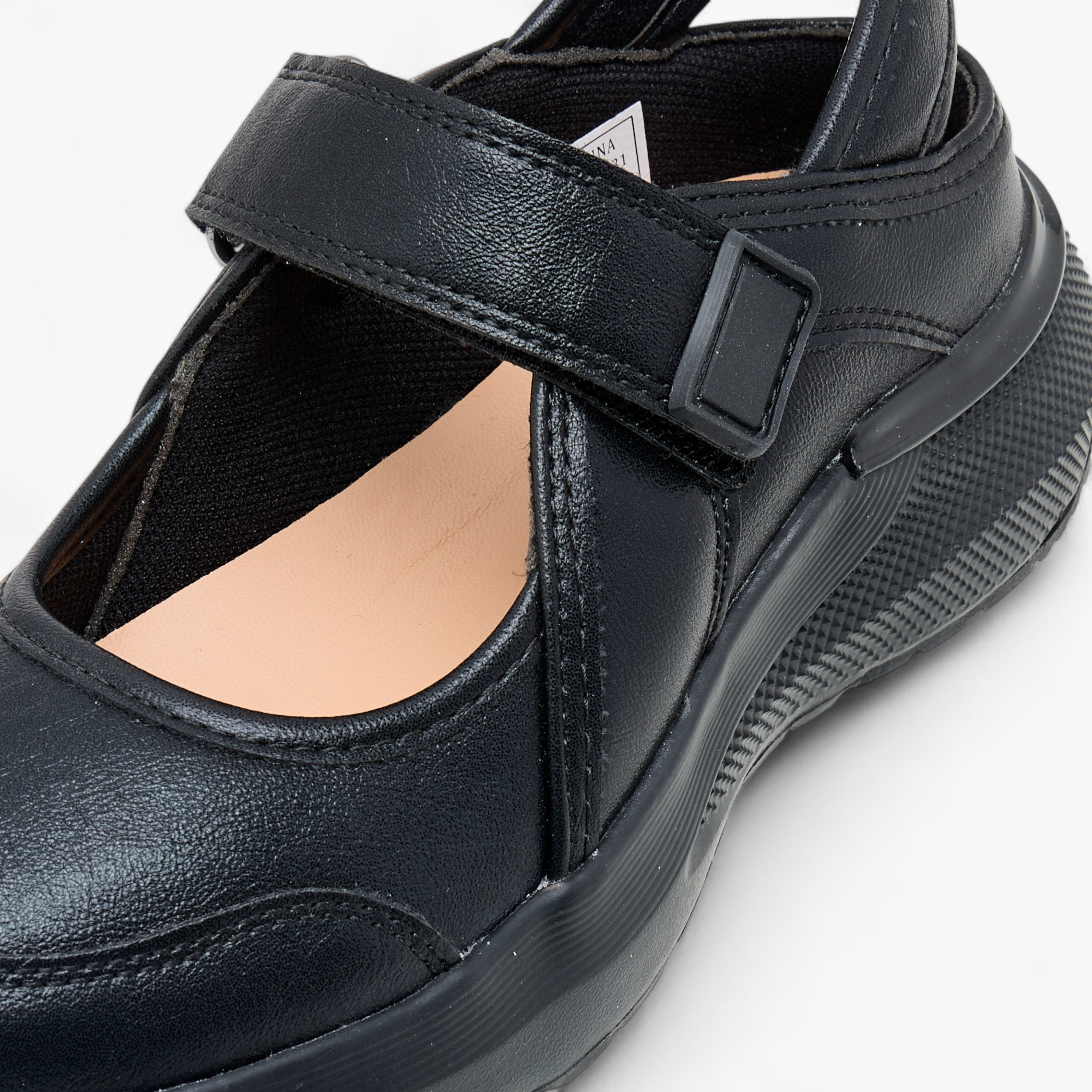 Little Missy Panelled School Shoes with Hook and Loop Closure-girls-shoes-schoolshoes-image-4