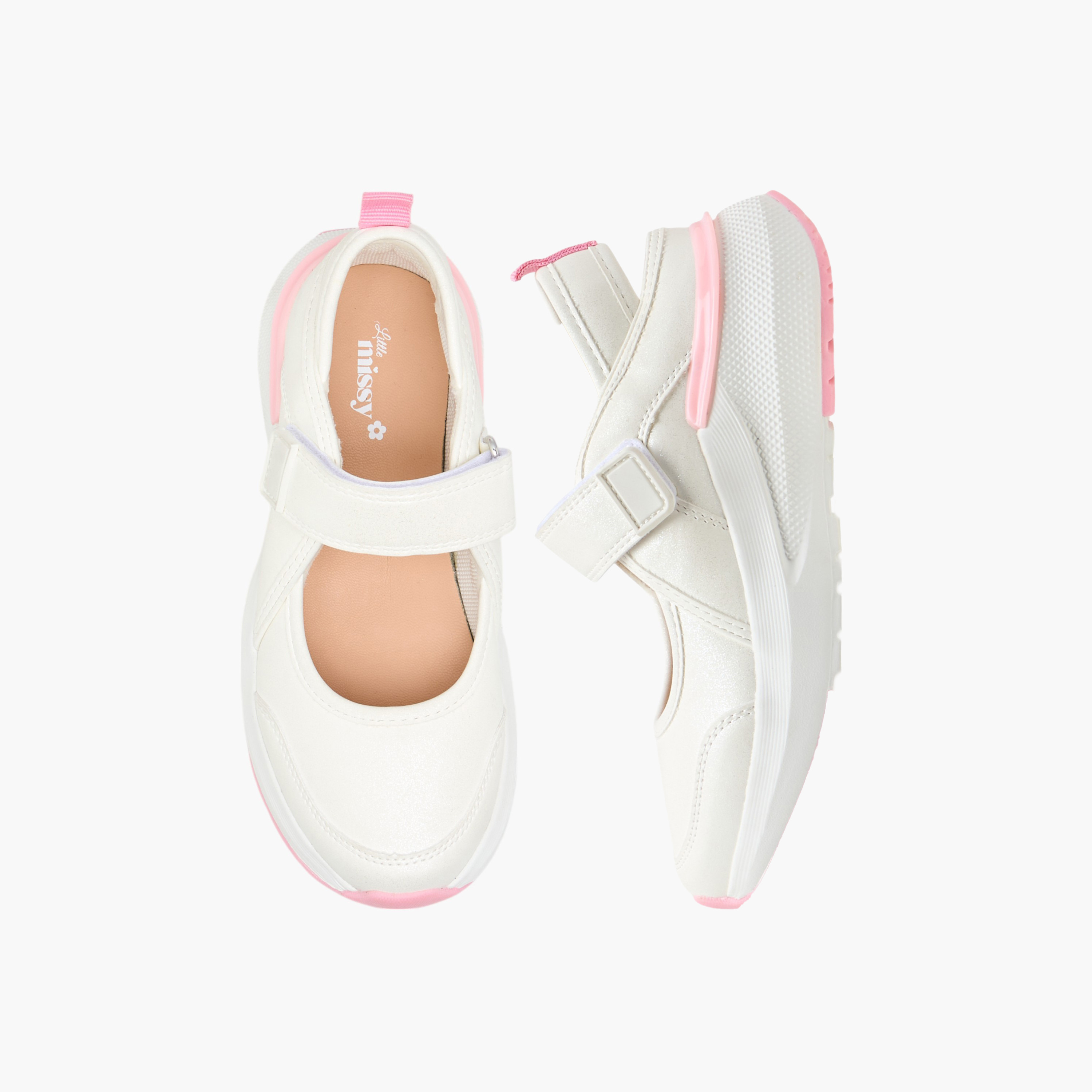 Little Missy Panelled School Shoes with Hook and Loop Closure-girls-shoes-schoolshoes-image-1