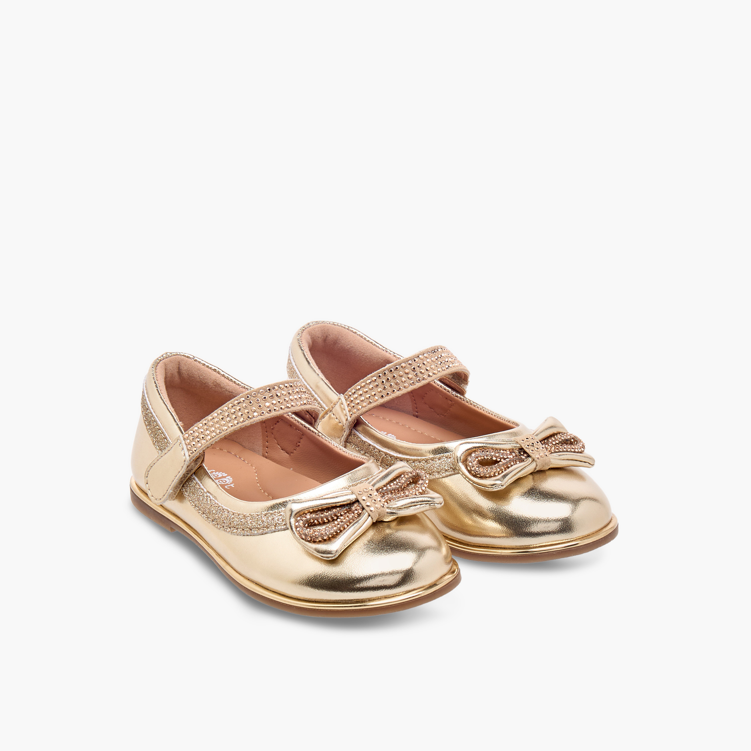 Barefeet Bow Embellished Mary Jane Shoes with Hook and Loop Closure-girls-shoes-maryjanes-image-1