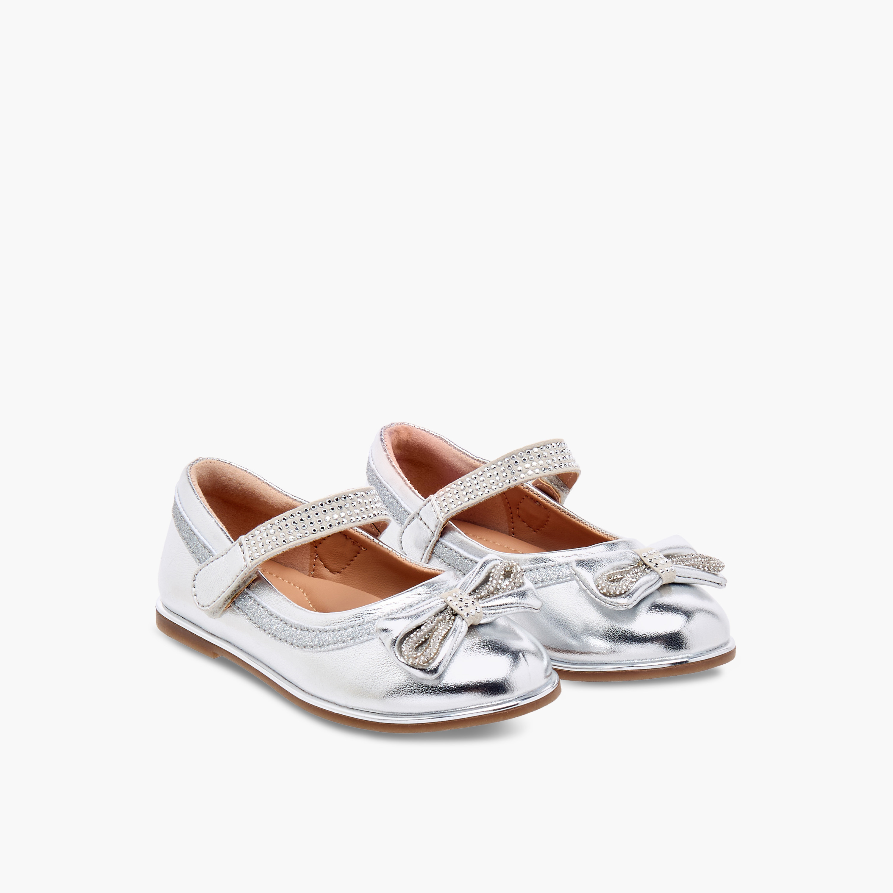 Barefeet Bow Embellished Mary Jane Shoes with Hook and Loop Closure-girls-shoes-maryjanes-image-1