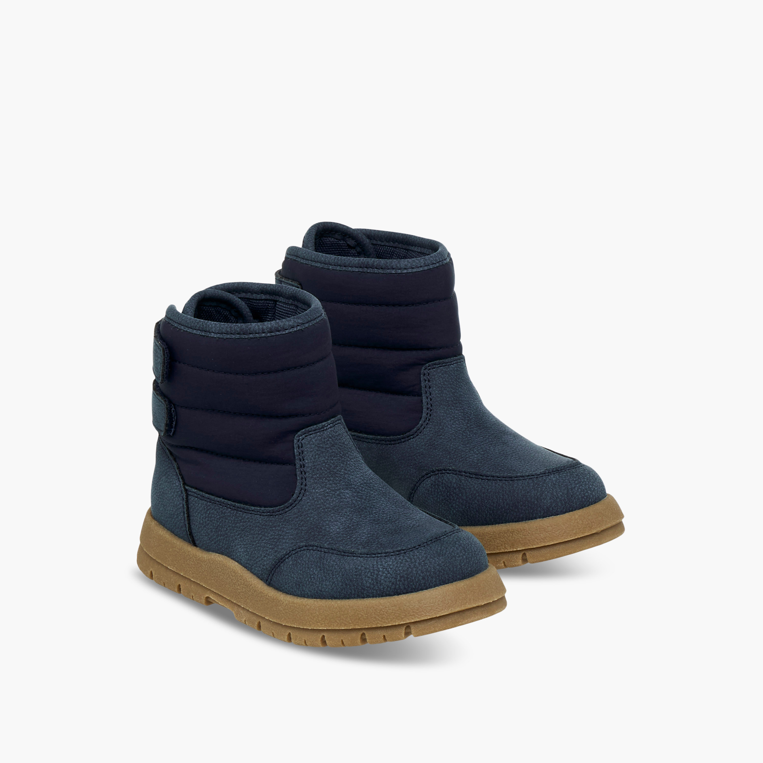 Juniors Panelled Ankle Boots with Hook and Loop Closure-boys-shoes-boots-image-1