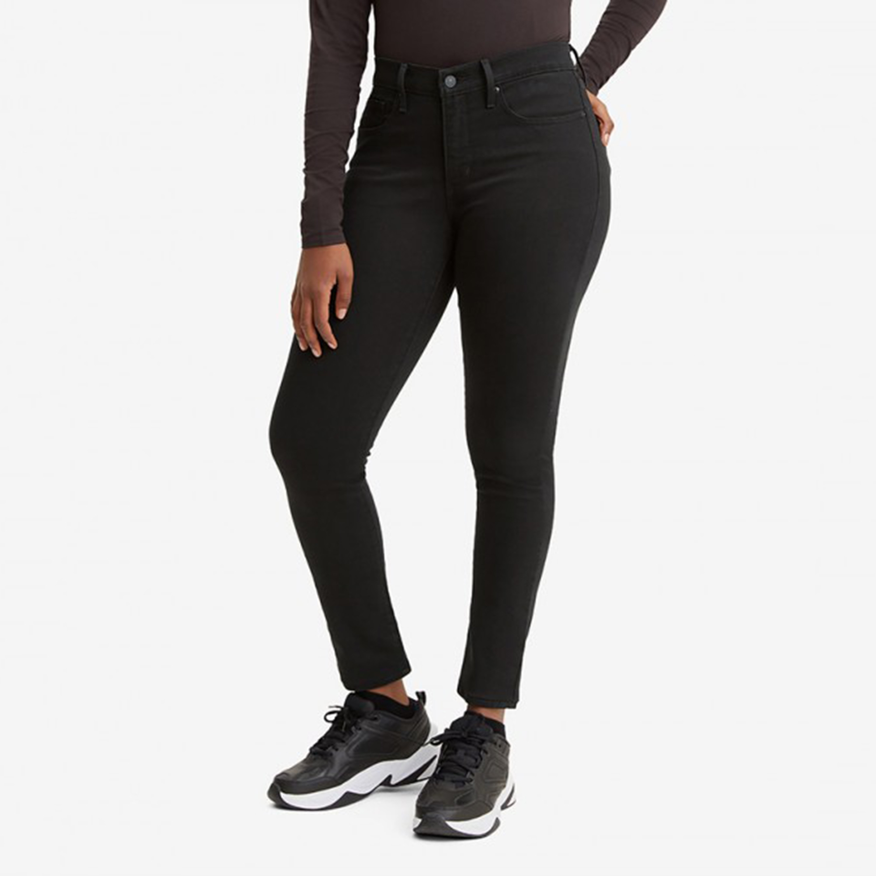 بنطال جينز من ليفايز 311 ذو سكيني فت وجيب مع عالي الارتفاع بلون أسود-women-clothing-bottoms-jeans-image-1