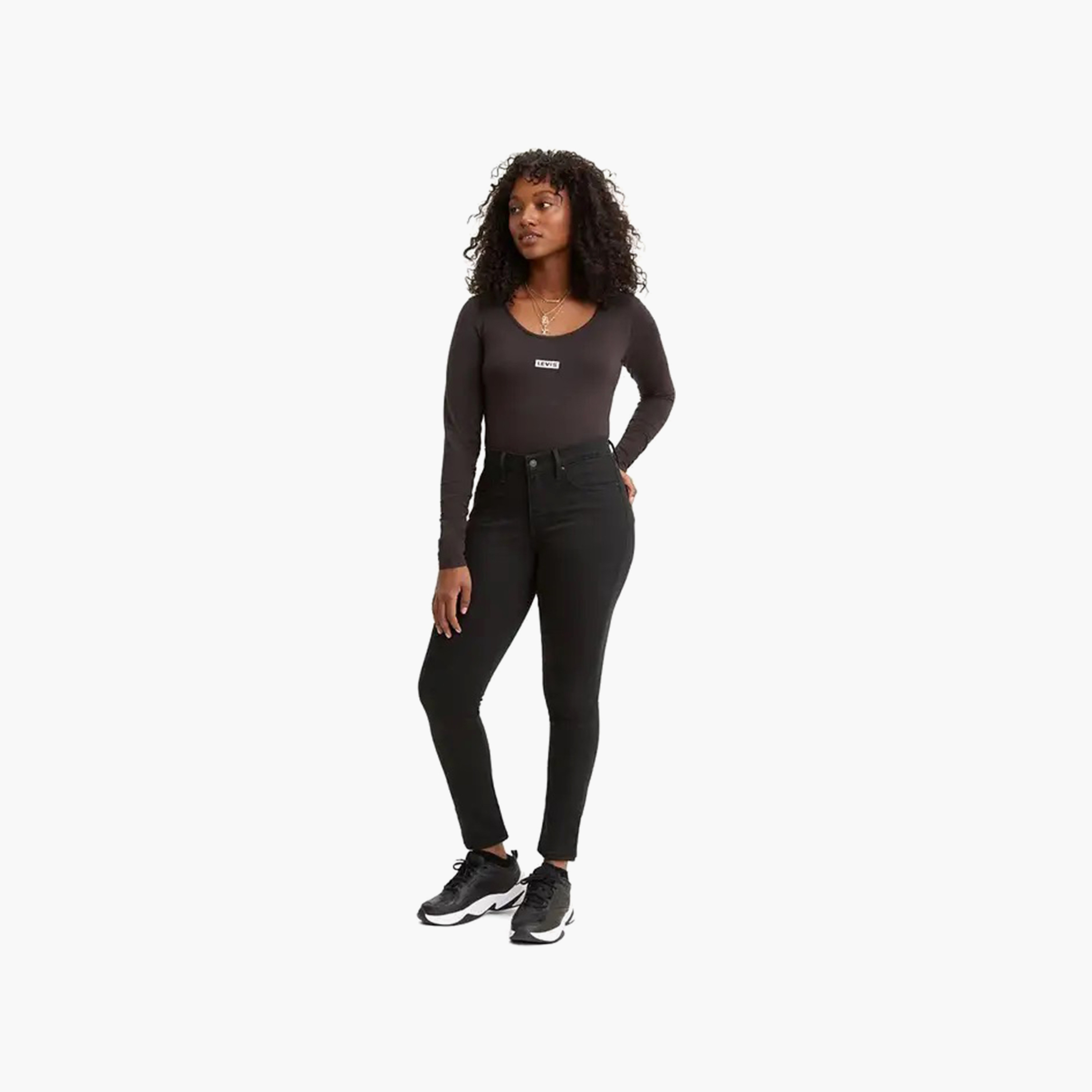 بنطال جينز من ليفايز 311 ذو سكيني فت وجيب مع عالي الارتفاع بلون أسود-women-clothing-bottoms-jeans-image-4