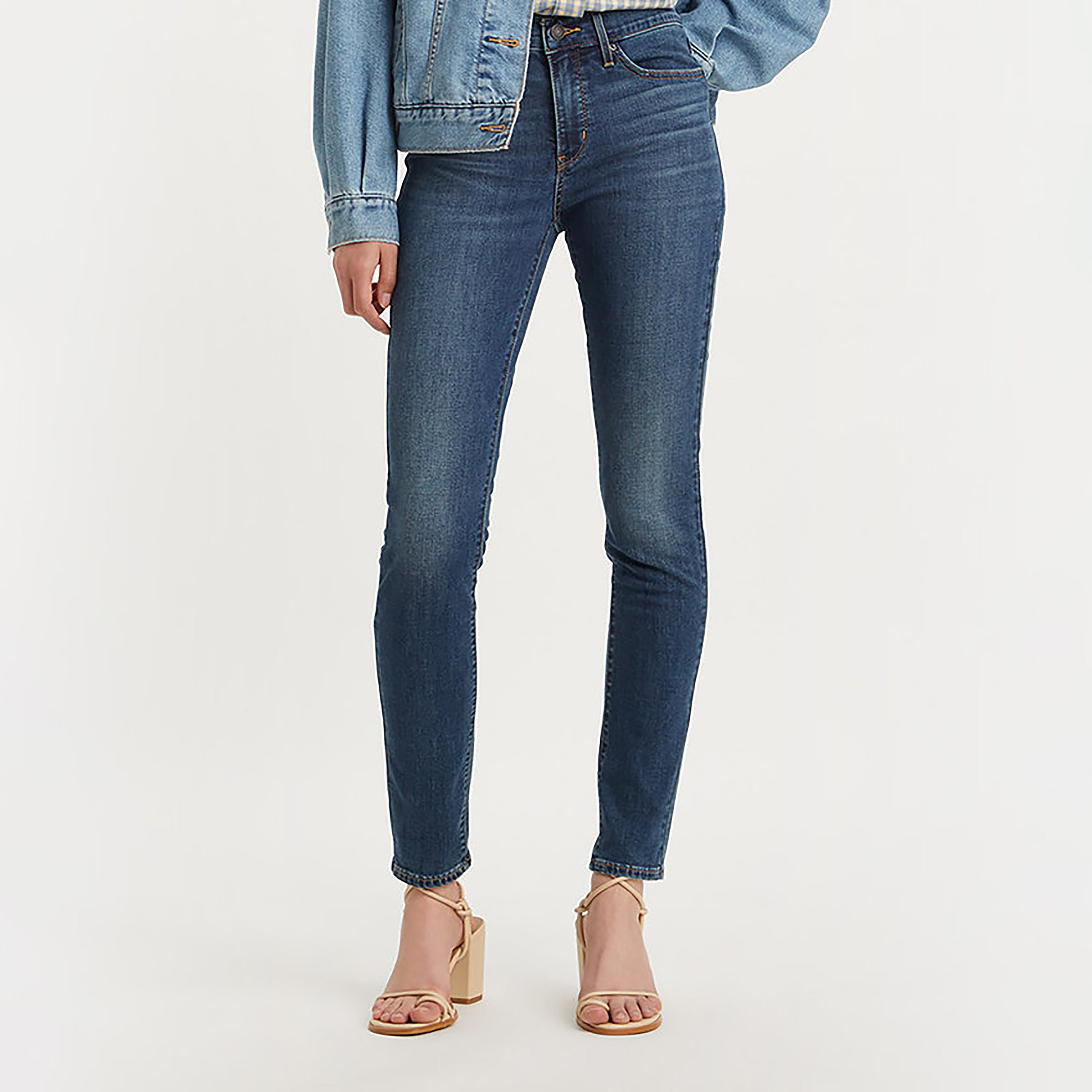 جينز نسائي Levi's 311 بقصة ضيقة سادة باللون الأزرق، طول الساق الداخلي 30-women-clothing-jeans-image-1