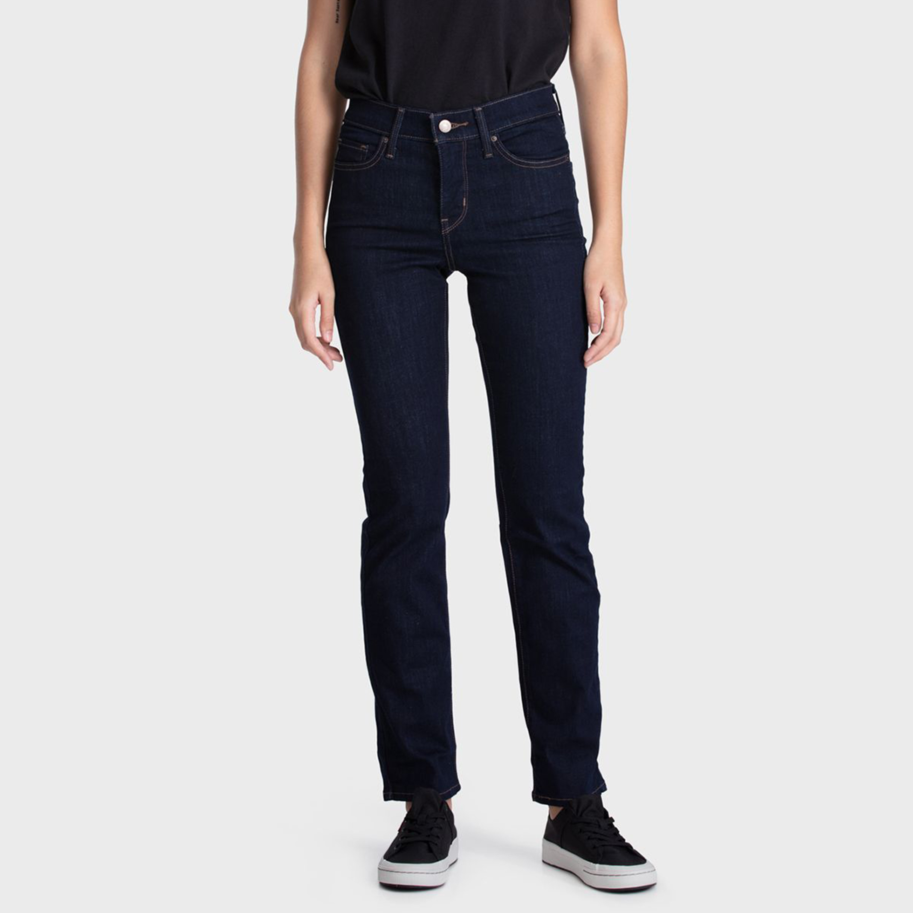 Levi's 314 Dark Blue Straight Fit Mid Rise Pocket Detail Jeans-women-clothing-bottoms-jeans-image-1