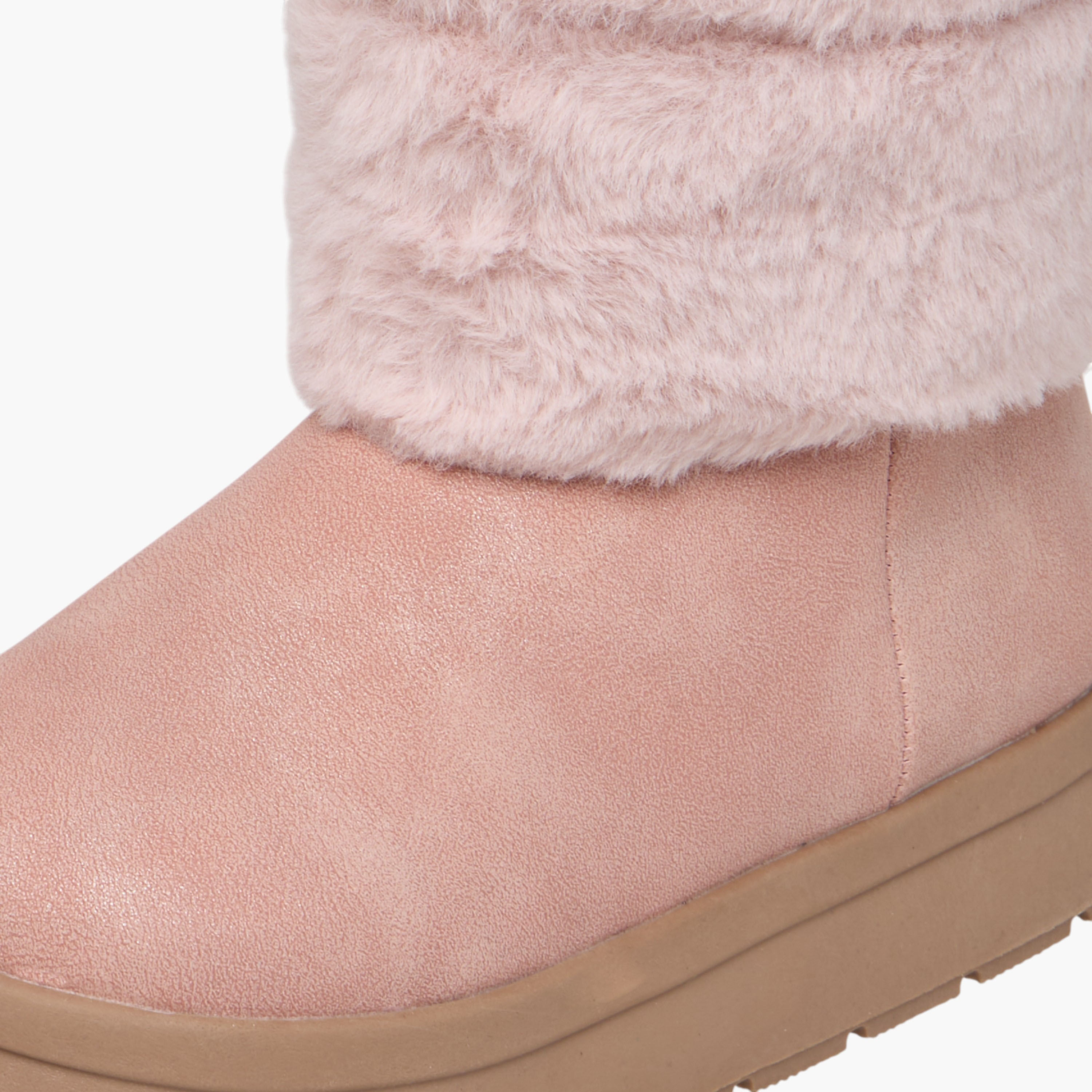 Juniors Faux Fur Boots with Zip Closure-girls-shoes-boots-image-4