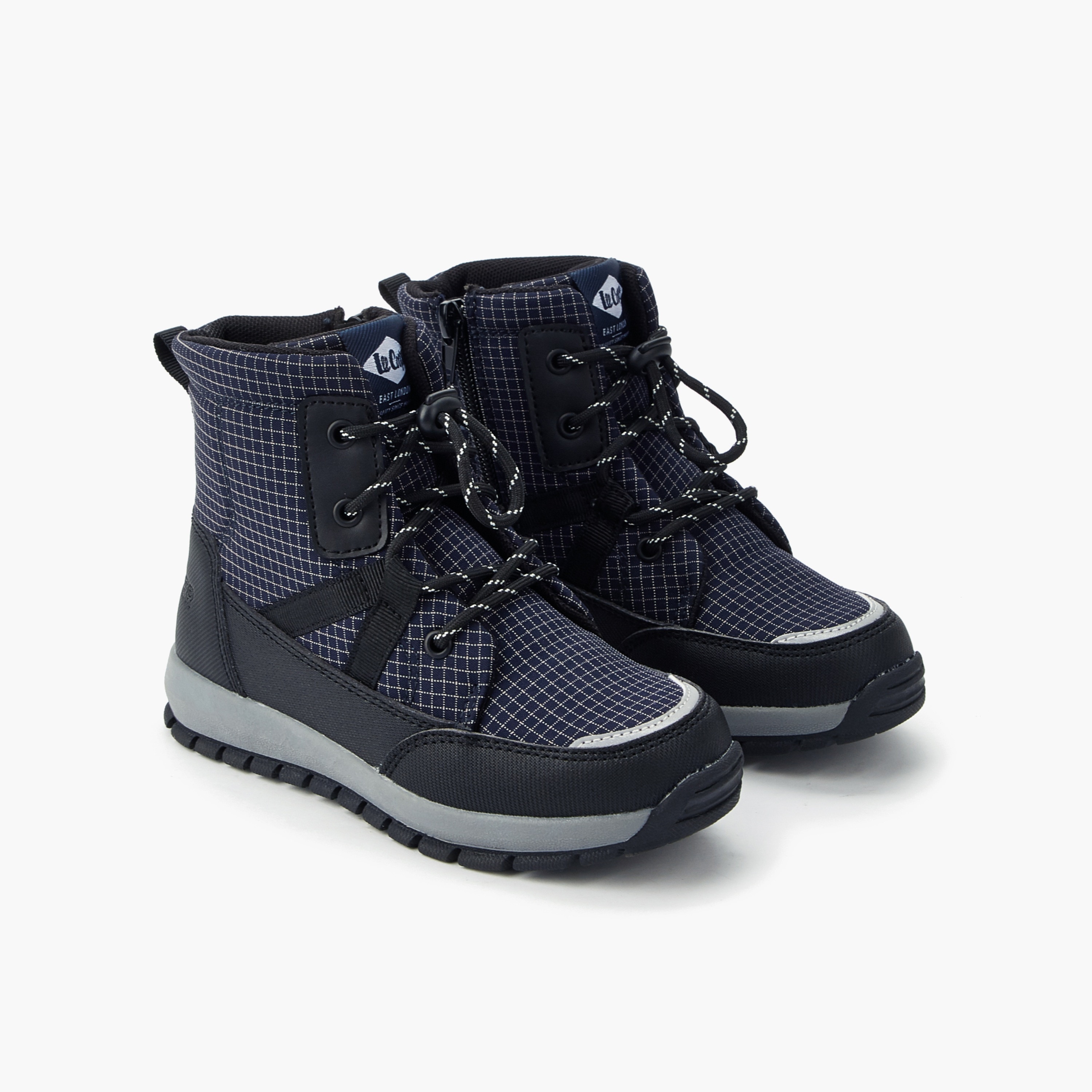 Lee Cooper Boys Checked Lace-Up Ankle Boots-boys-shoes-boots-image-1