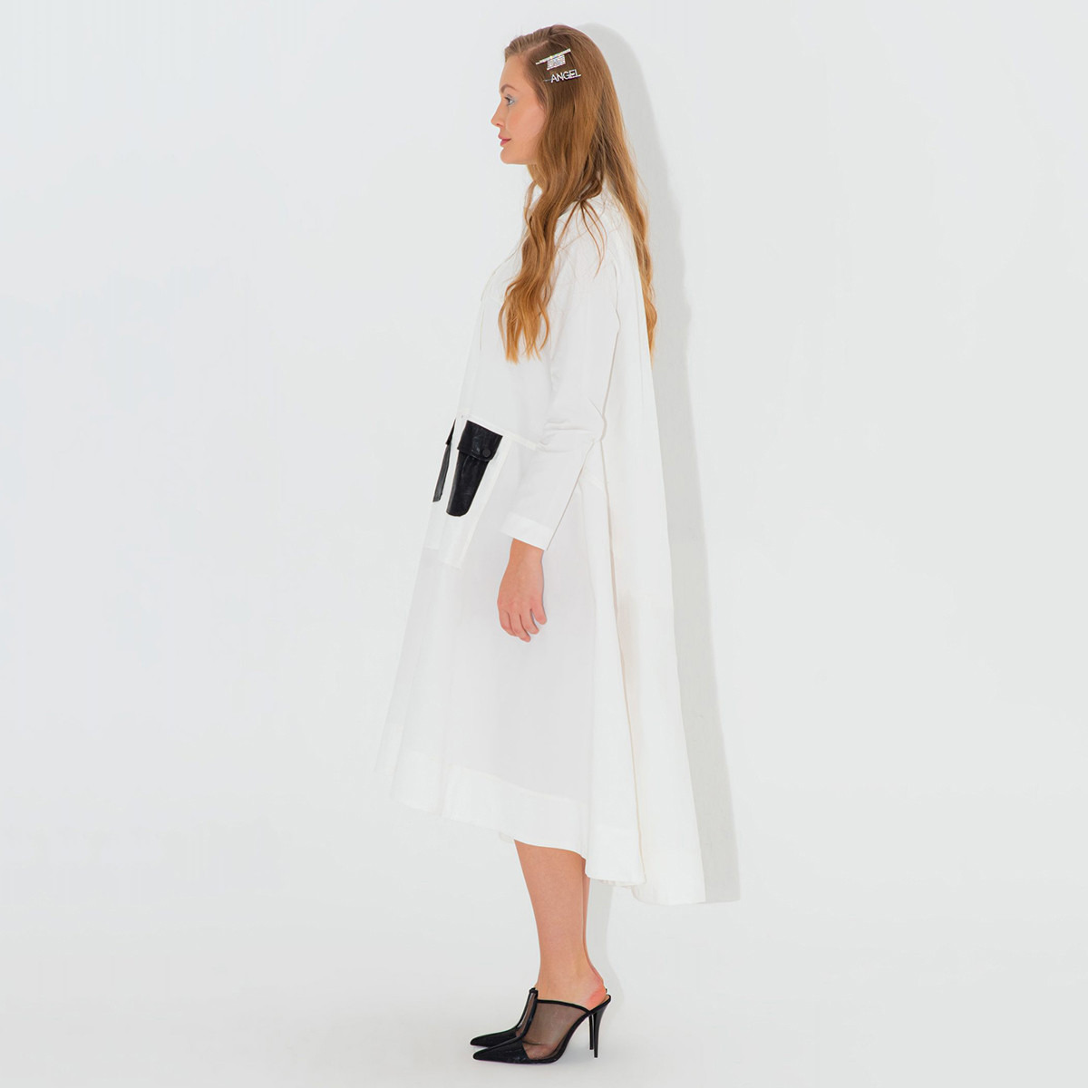 فستان سادة ميدي بطول غير مستوي مع أكمام طويلة جيوب بطيّة من أنوتاه-women-clothing-dresses-image-2