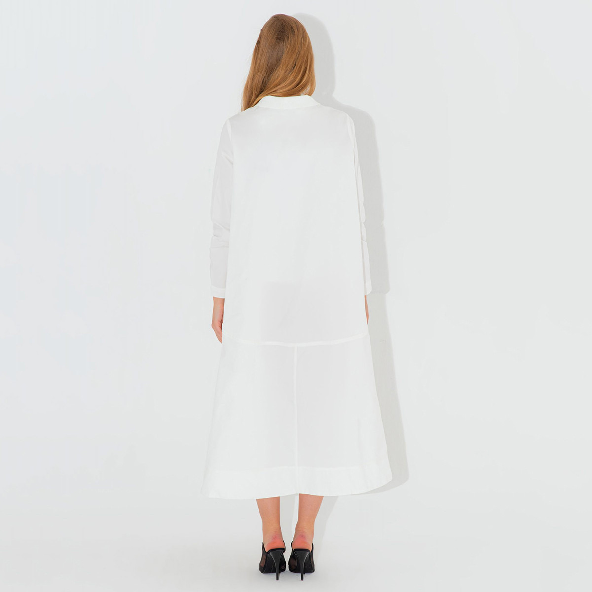 فستان سادة ميدي بطول غير مستوي مع أكمام طويلة جيوب بطيّة من أنوتاه-women-clothing-dresses-image-4