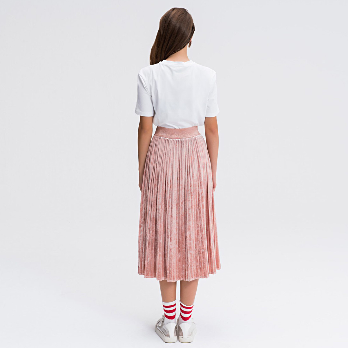 Anotah Printed Round Neck T-shirt with Short Sleeves-girls-clothing-blousesandshirts-image-2