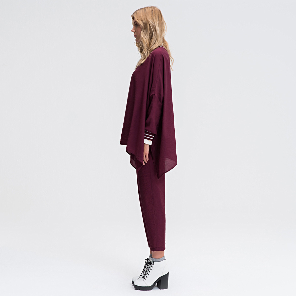 Anotah Solid Mid-Rise Trousers with Drawstring Closure-women-clothing-bottoms-trousers-image-3