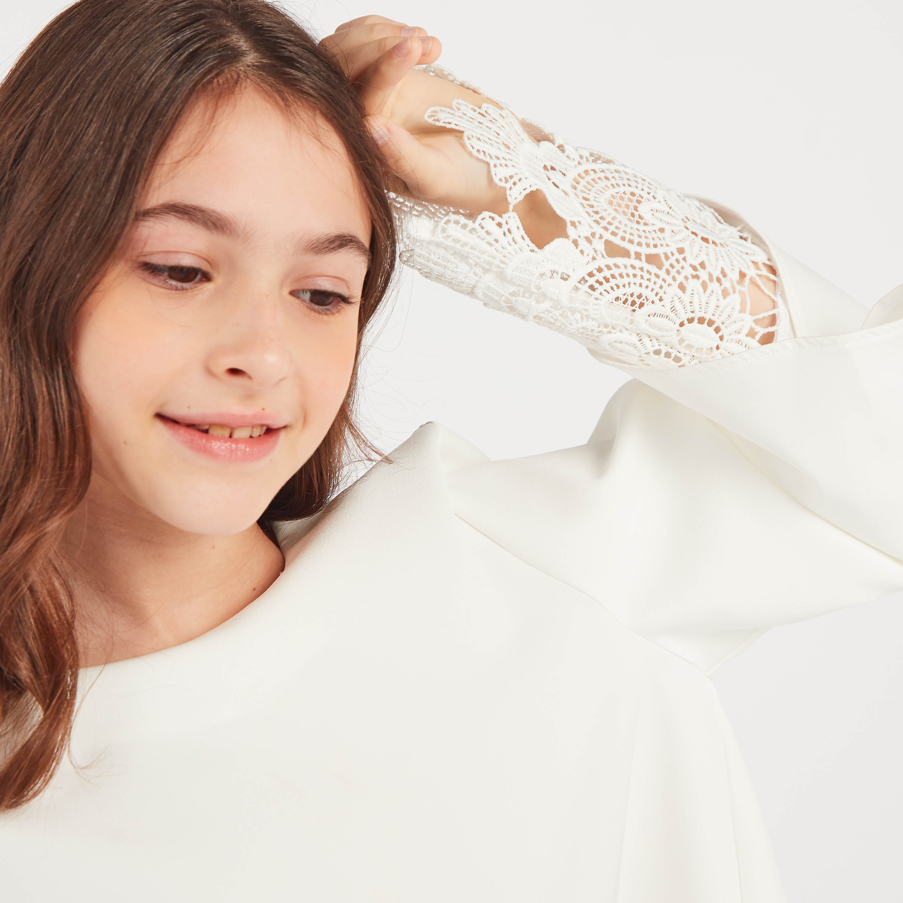 Anotah Solid Blouse with Long Sleeves and Lace Detail-girls-clothing-blousesandshirts-image-3