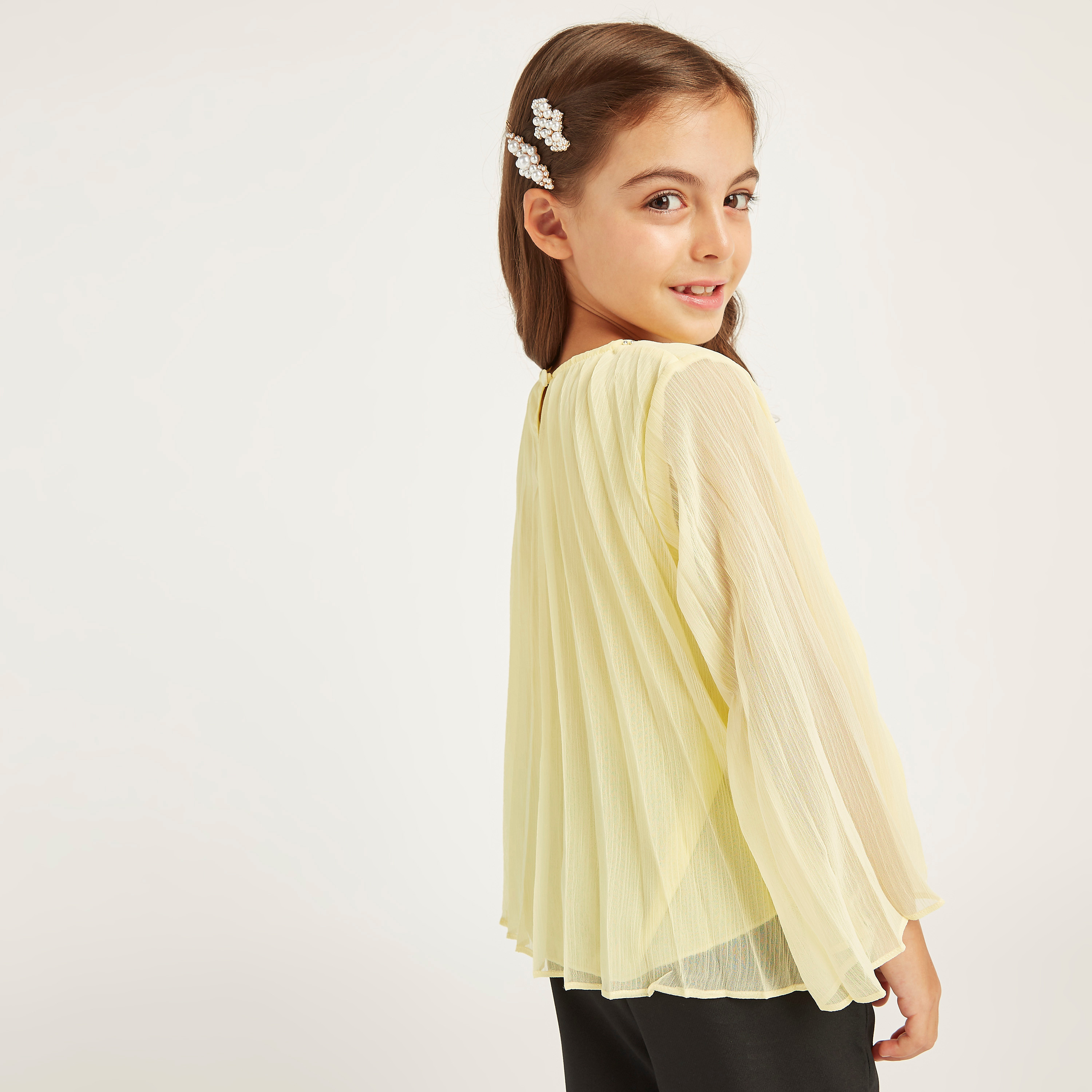 Anotah Textured Round Neck Top with Long Sleeves-girls-clothing-blousesandshirts-image-4