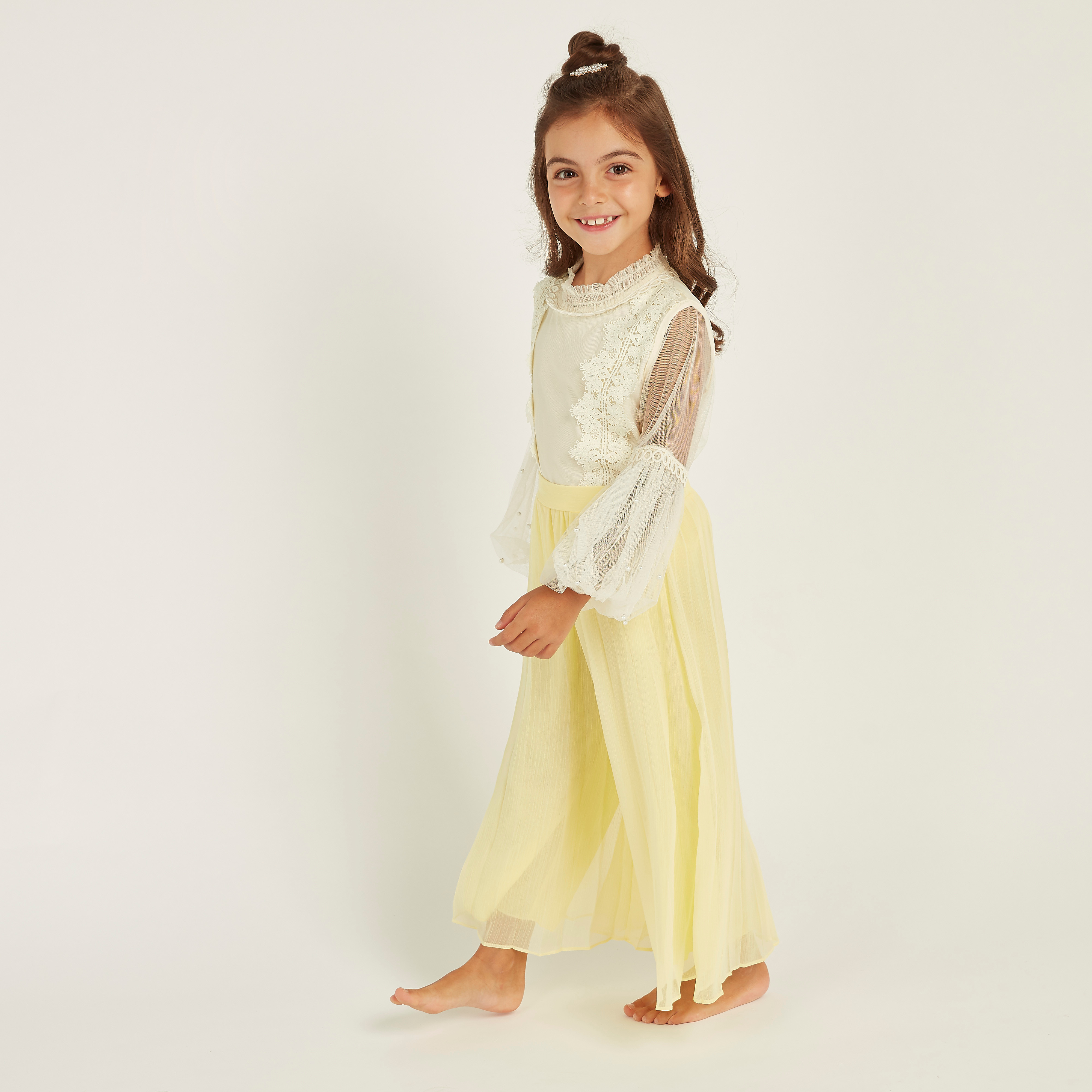 Anotah Textured Palazzo with Semi Elasticated Waistband-girls-clothing-bottoms-jeansandjeggings-image-2