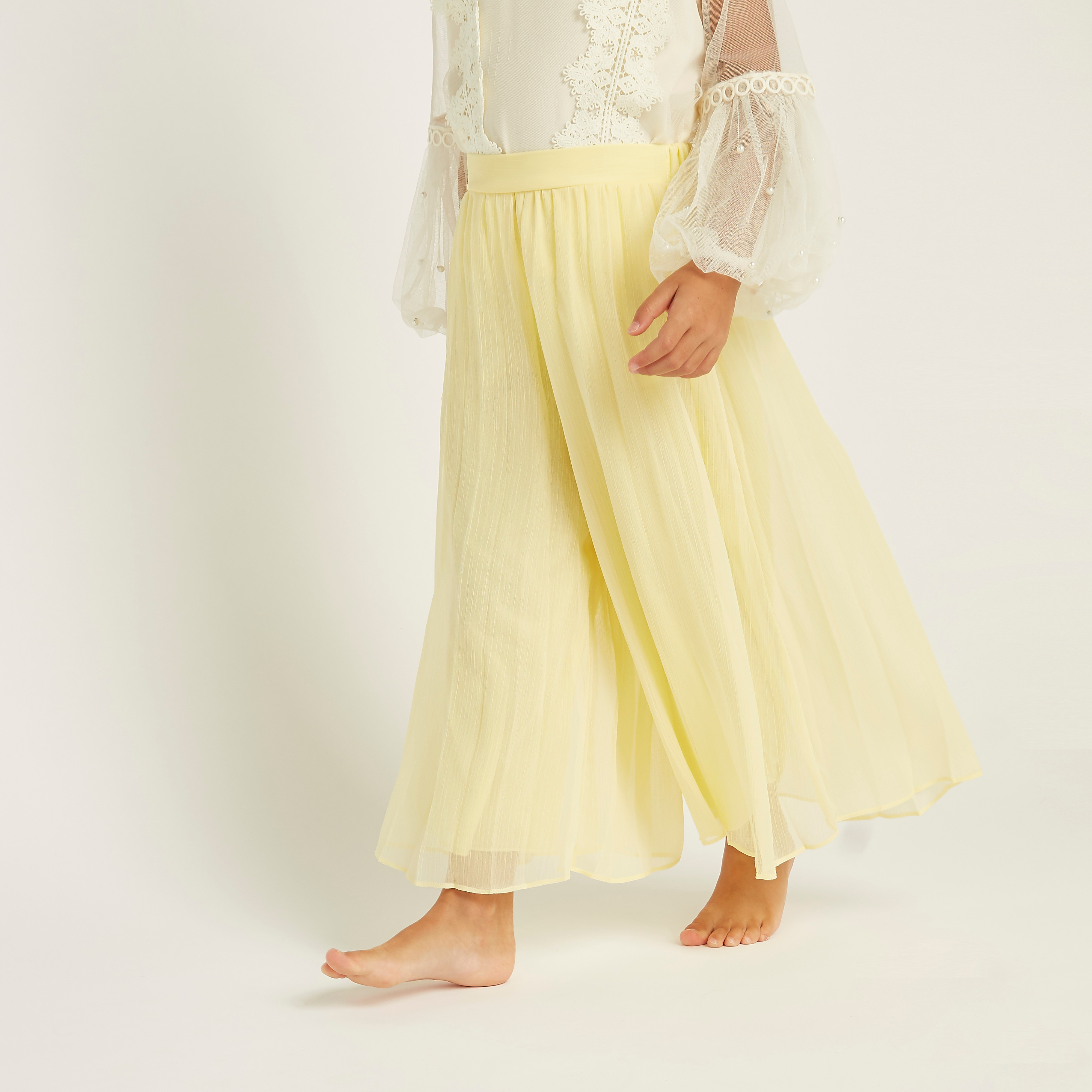Anotah Textured Palazzo with Semi Elasticated Waistband-girls-clothing-bottoms-jeansandjeggings-image-1