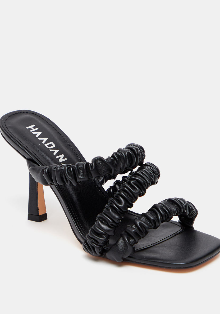 Haadana Slip-On Stiletto Heel Sandals with Ruched Straps-Women%27s Heel Sandals-image-1