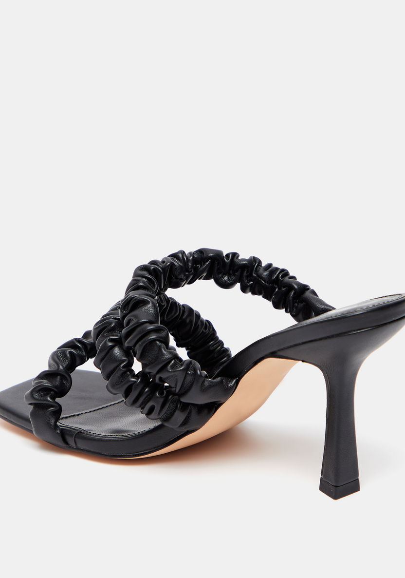 Haadana Slip-On Stiletto Heel Sandals with Ruched Straps-Women%27s Heel Sandals-image-2