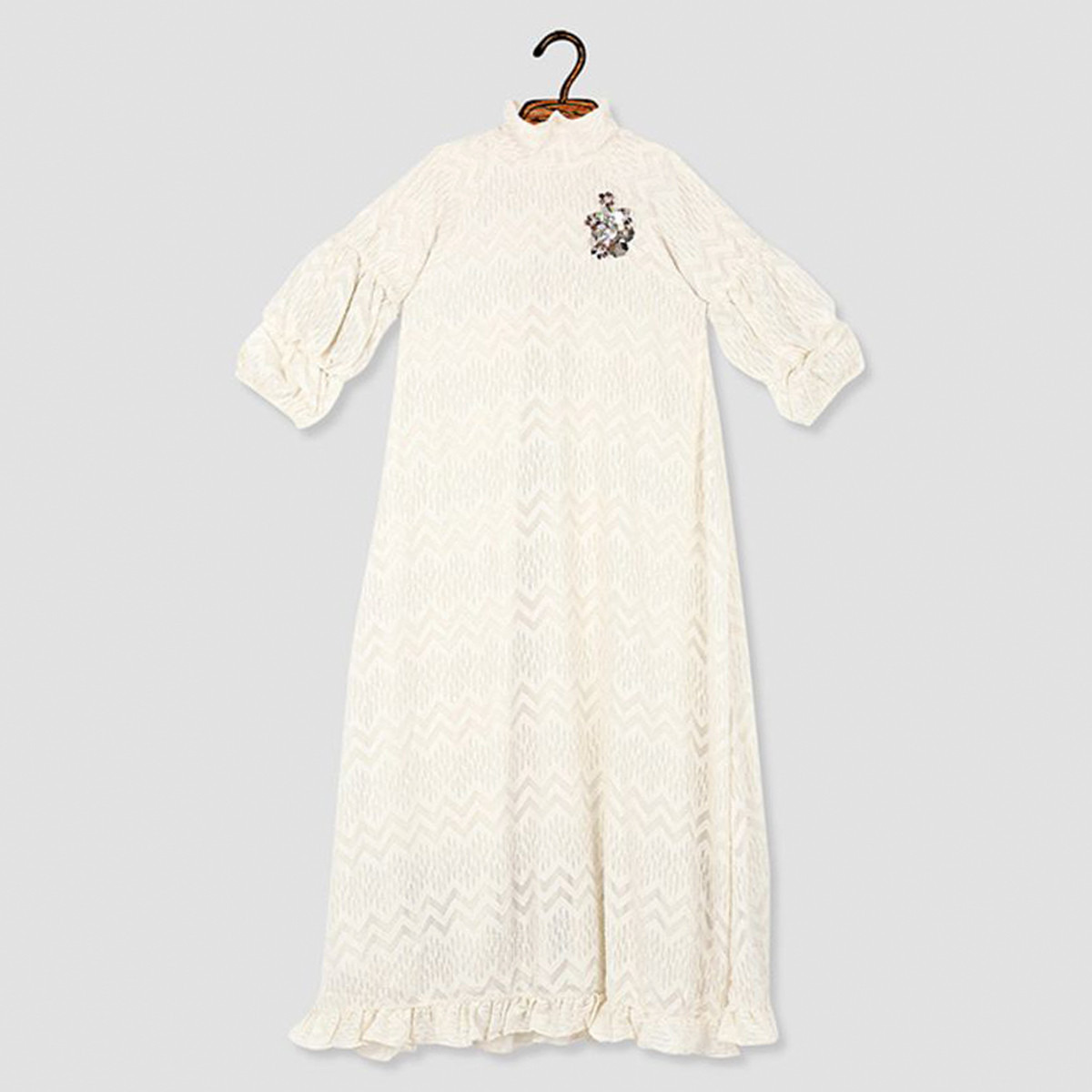 Anotah Textured Dress with High Neck and Applique Detail-girls-clothing-dressesandjumpsuits-image-1
