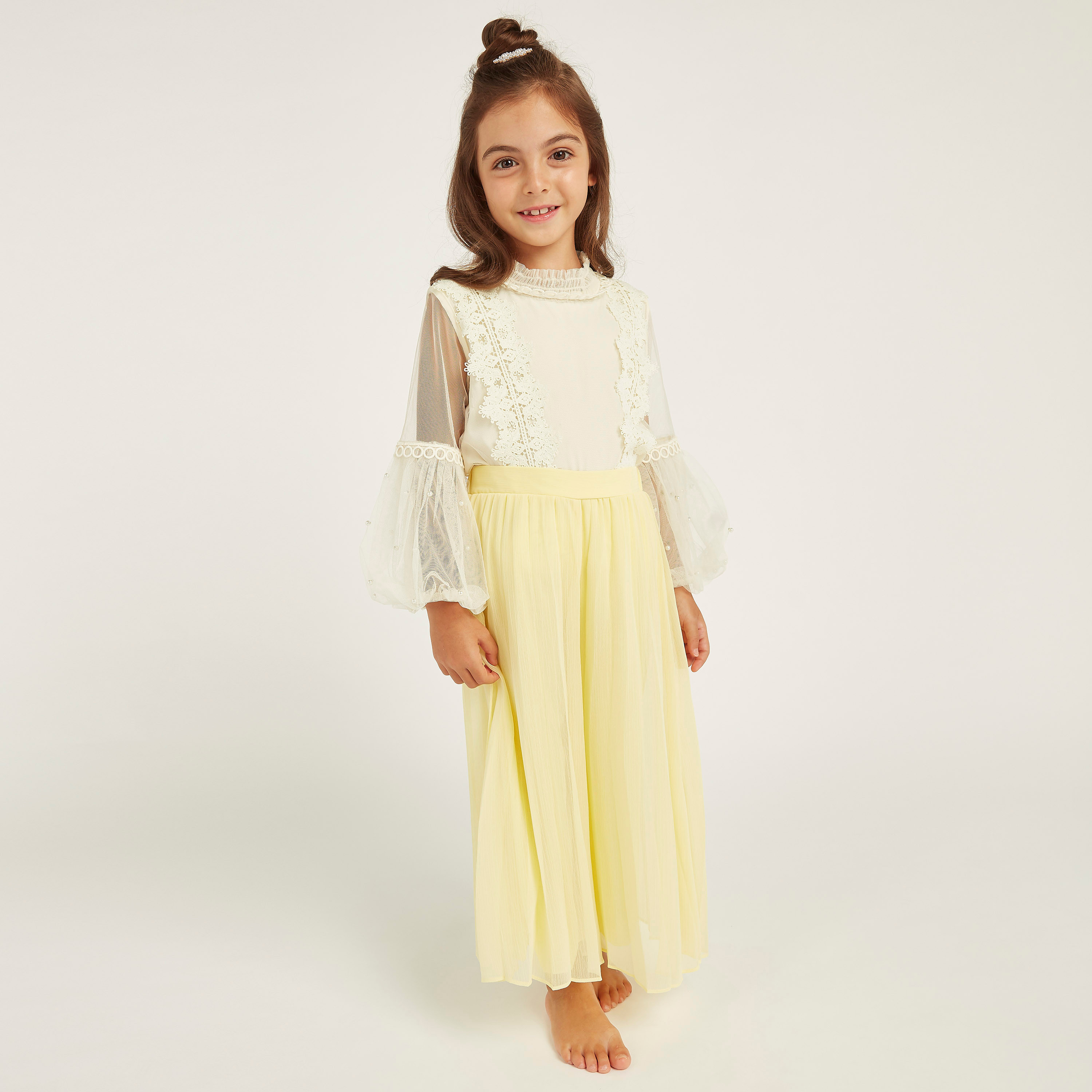 Anotah Textured High Neck Top with Long Sleeves-girls-clothing-blousesandshirts-image-2