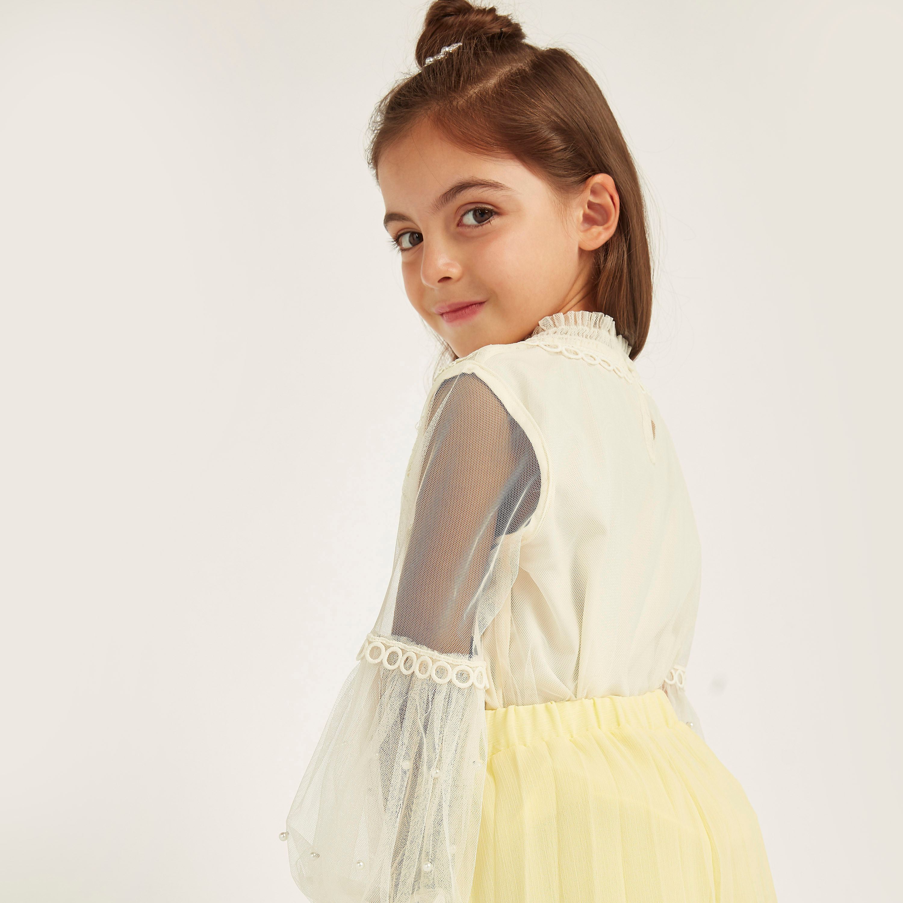 Anotah Textured High Neck Top with Long Sleeves-girls-clothing-blousesandshirts-image-3