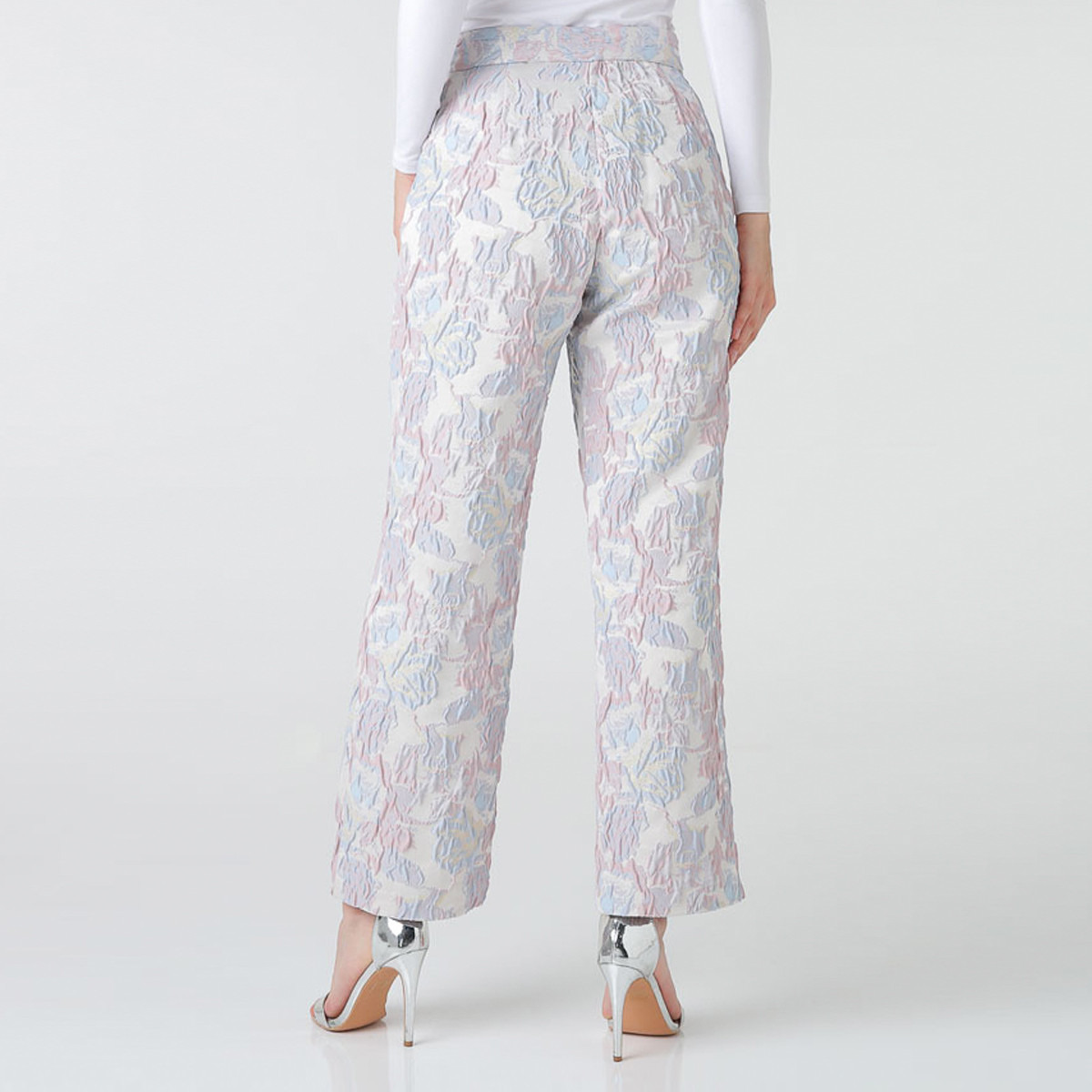 Anotah Textured Mid-Rise Trousers with Pockets and Button Closure-women-clothing-bottoms-trousers-image-4